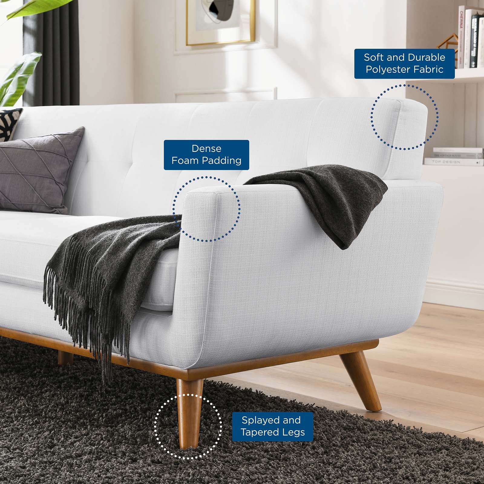 Modway Sofas & Couches - Engage Upholstered Fabric Sofa White