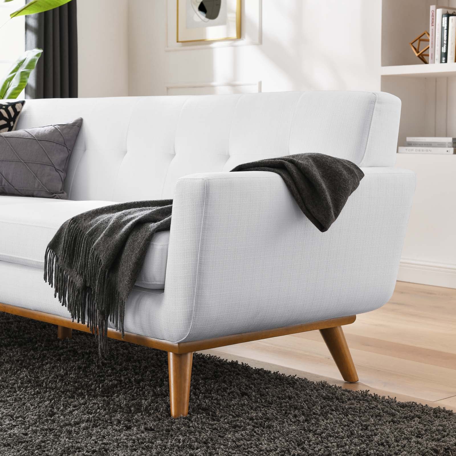 Modway Sofas & Couches - Engage Upholstered Fabric Sofa White