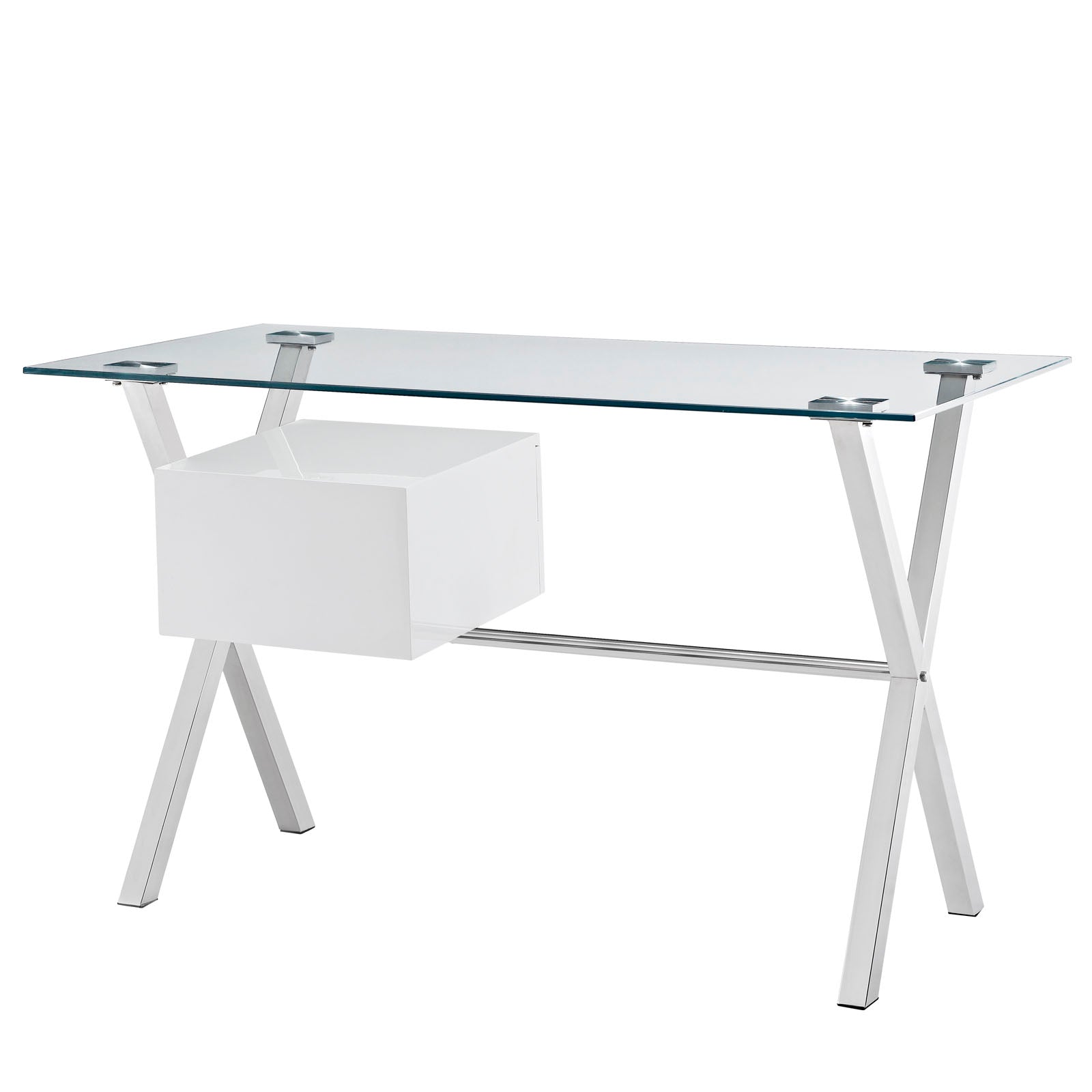 Modway Desks - Stasis Glass Top Office 56"D Desk White
