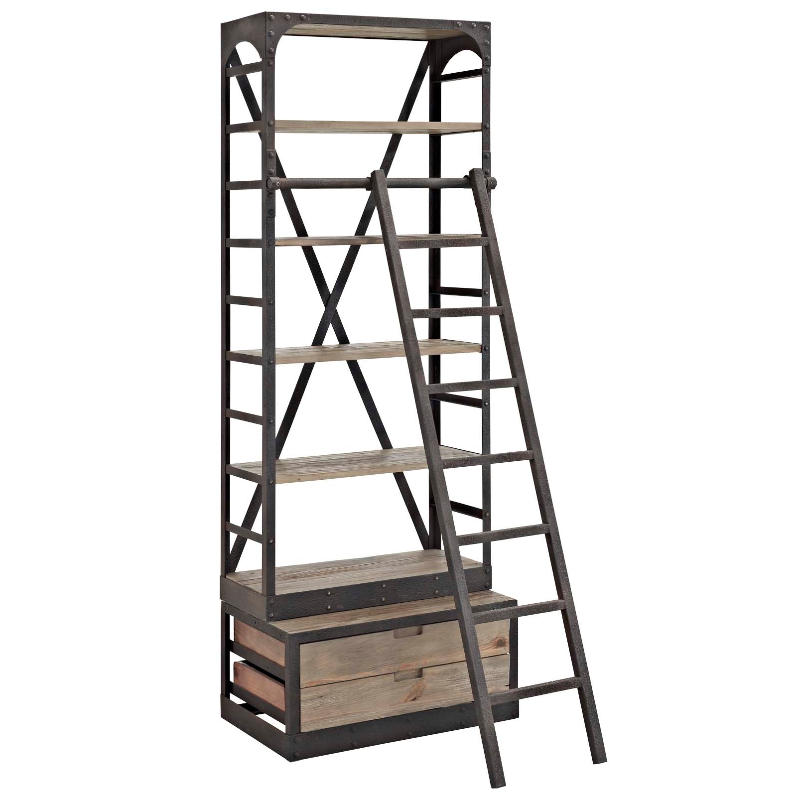 Modway Shelves - Velocity Wood Bookshelf Brown
