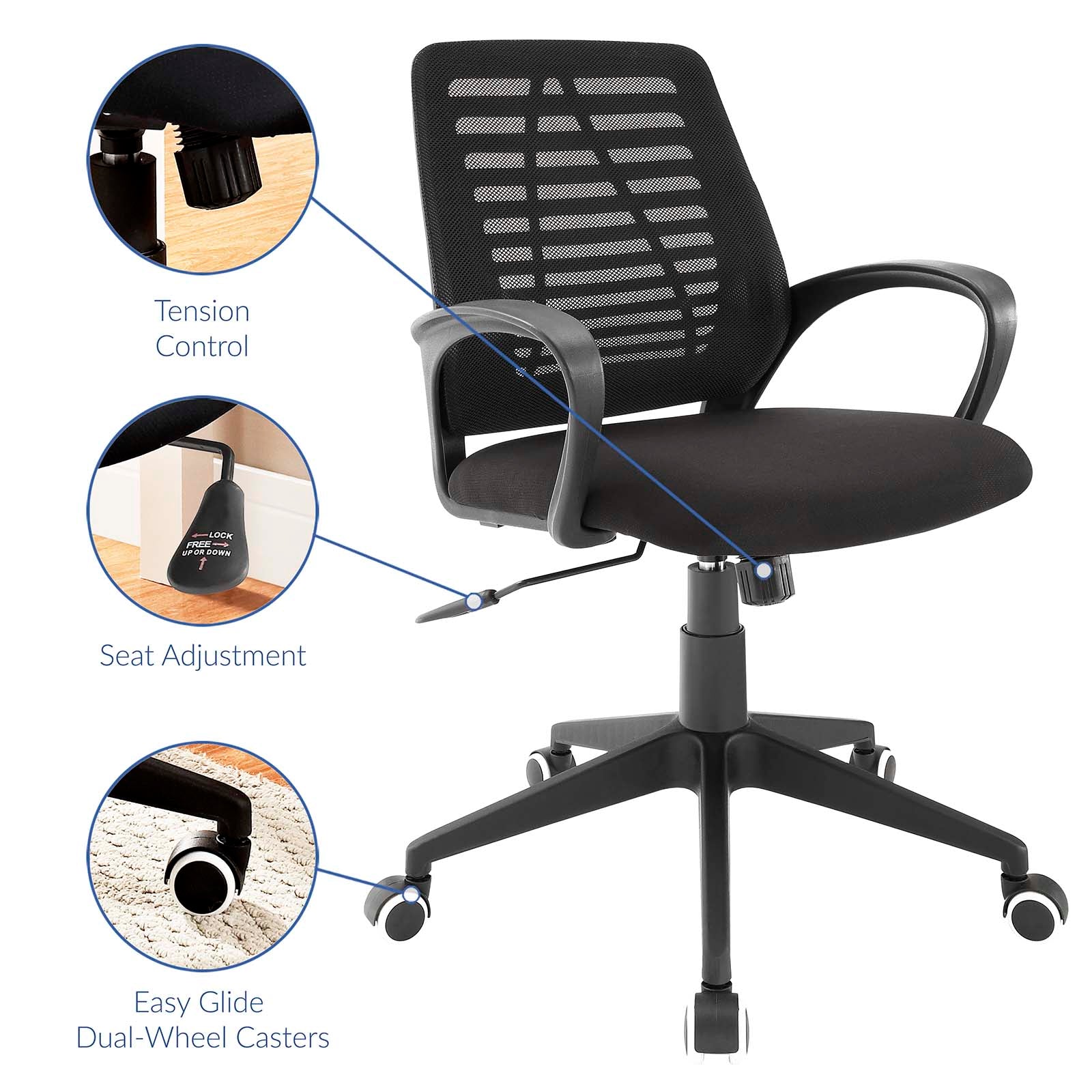 Modway Task Chairs - Ardor Office Chair Black