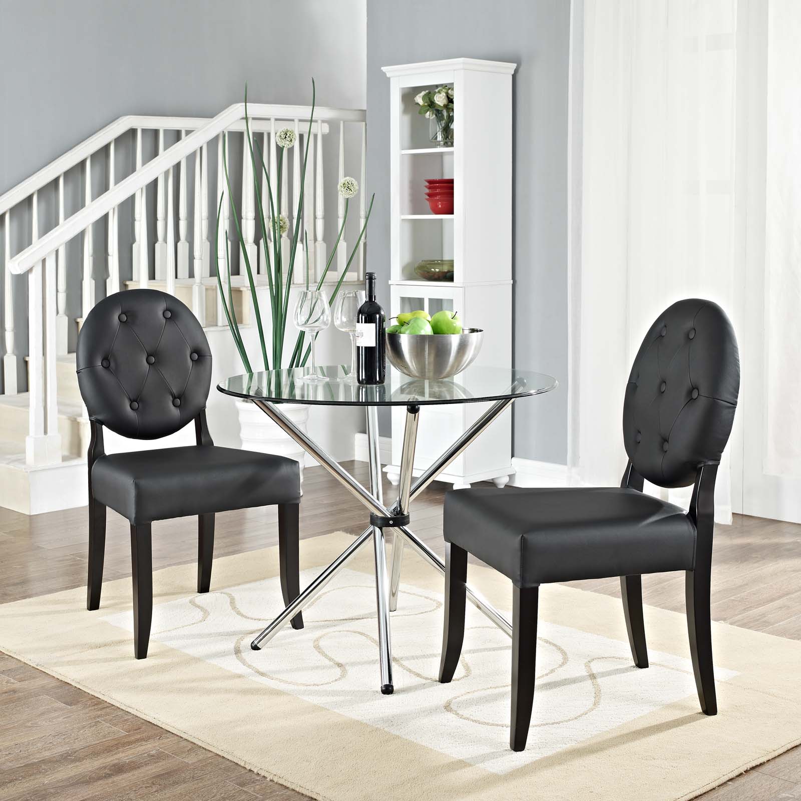 Modway Dining Chairs - Button Dining Side Chair Set of 2 Black