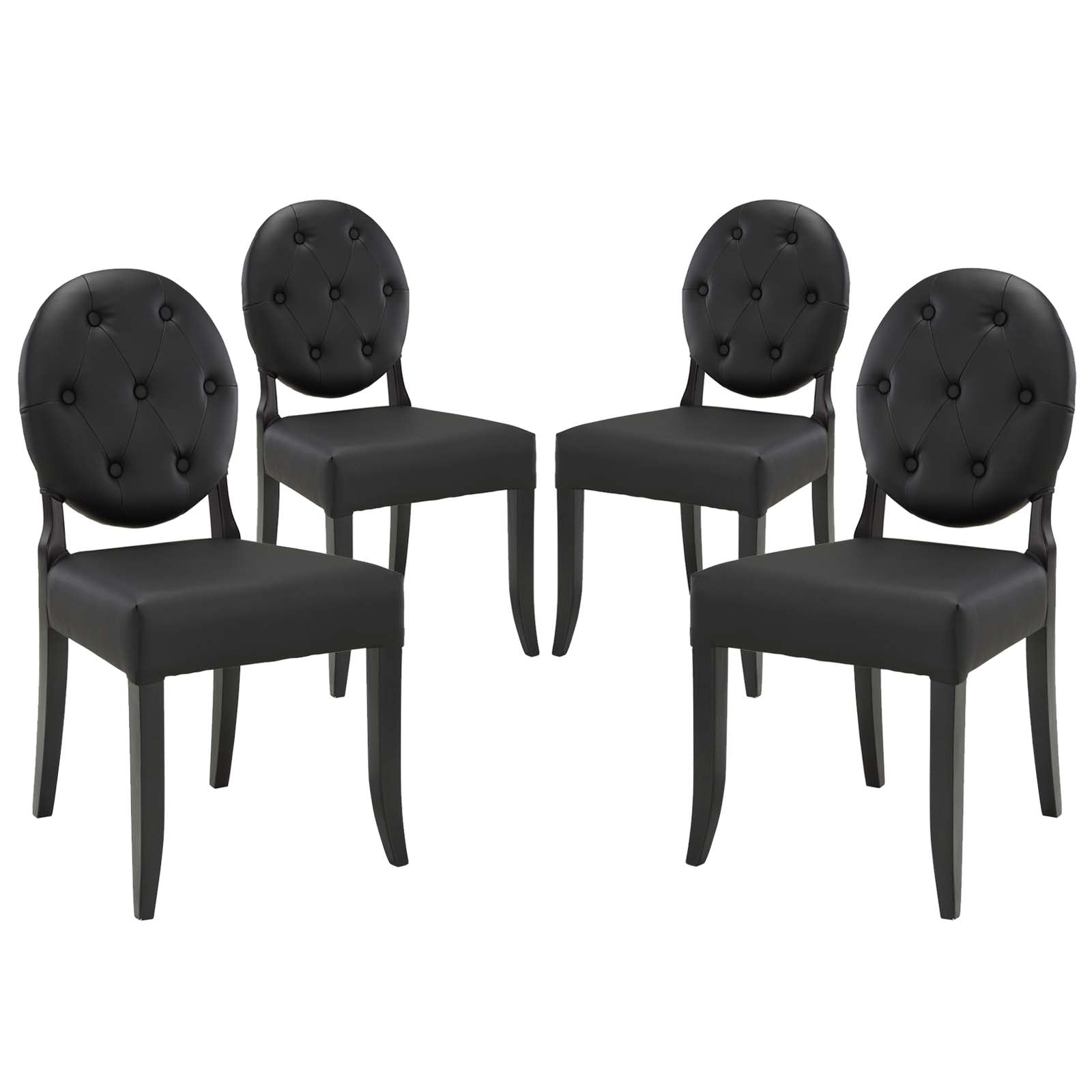 Modway Dining Chairs - Button Dining Side Chair Set of 4 Black