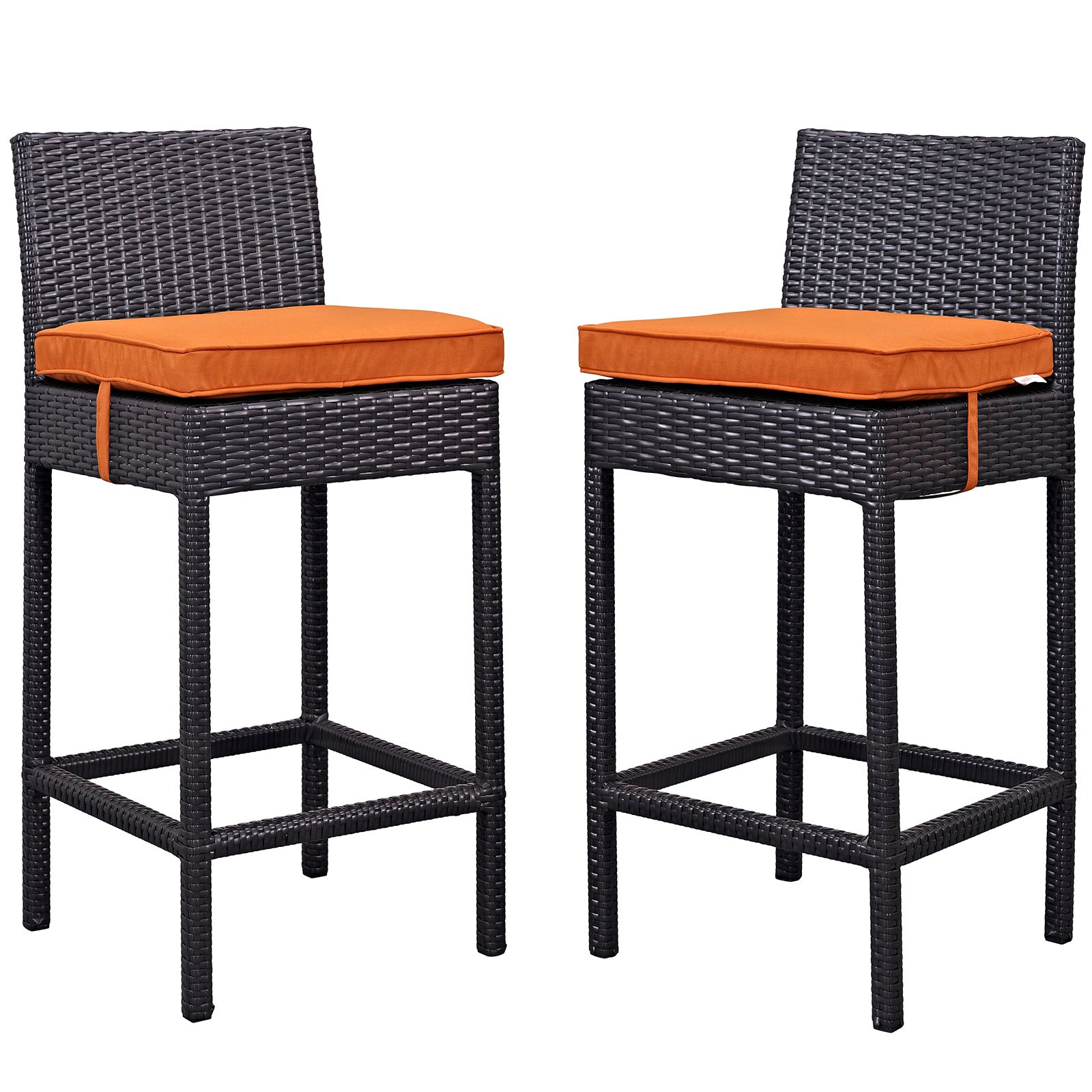 Modway Outdoor Barstools - Lift Bar Stool Outdoor Patio ( Set of 2 ) Espresso Orange