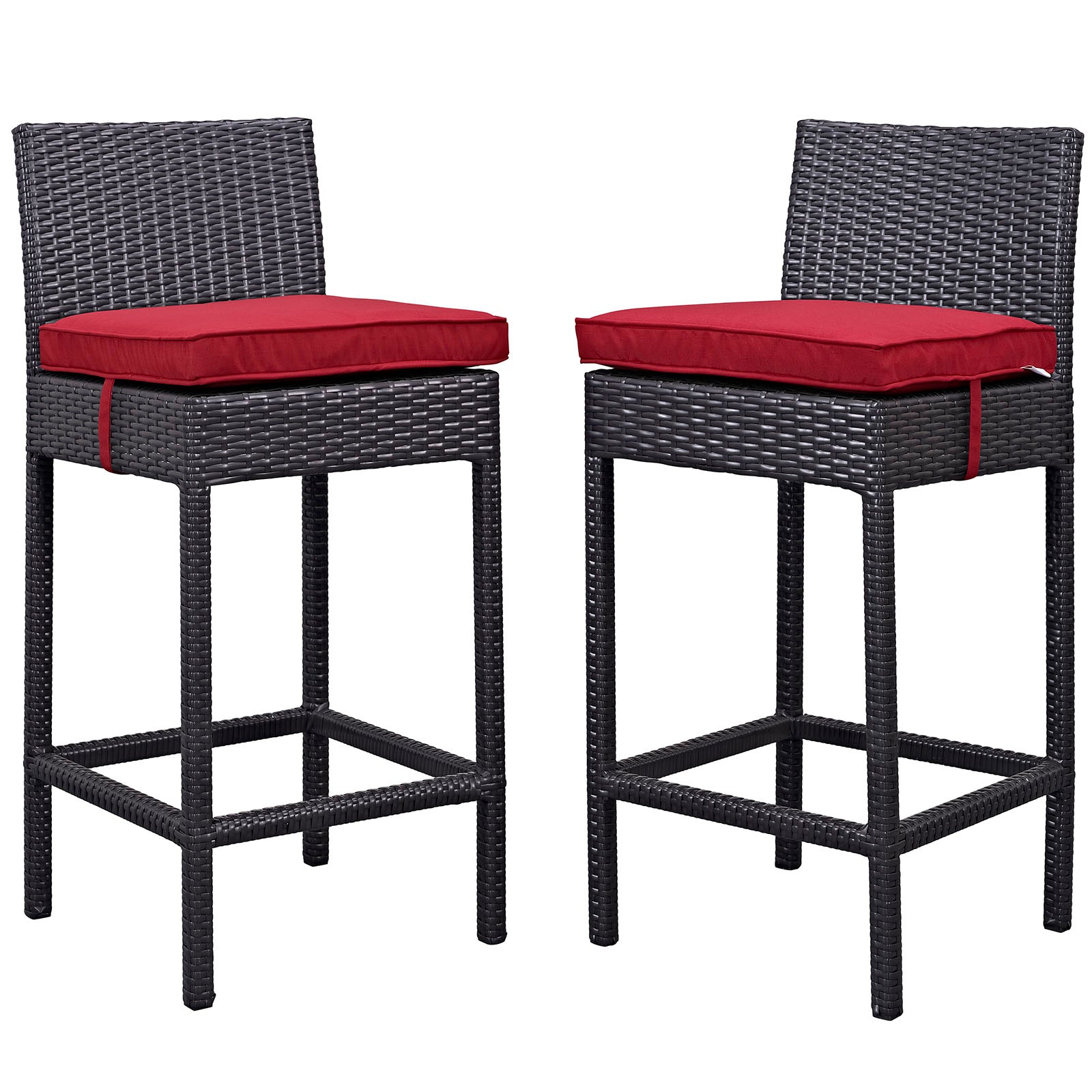 Modway Outdoor Barstools - Lift Bar Stool Outdoor Patio ( Set of 2 ) Espresso Red