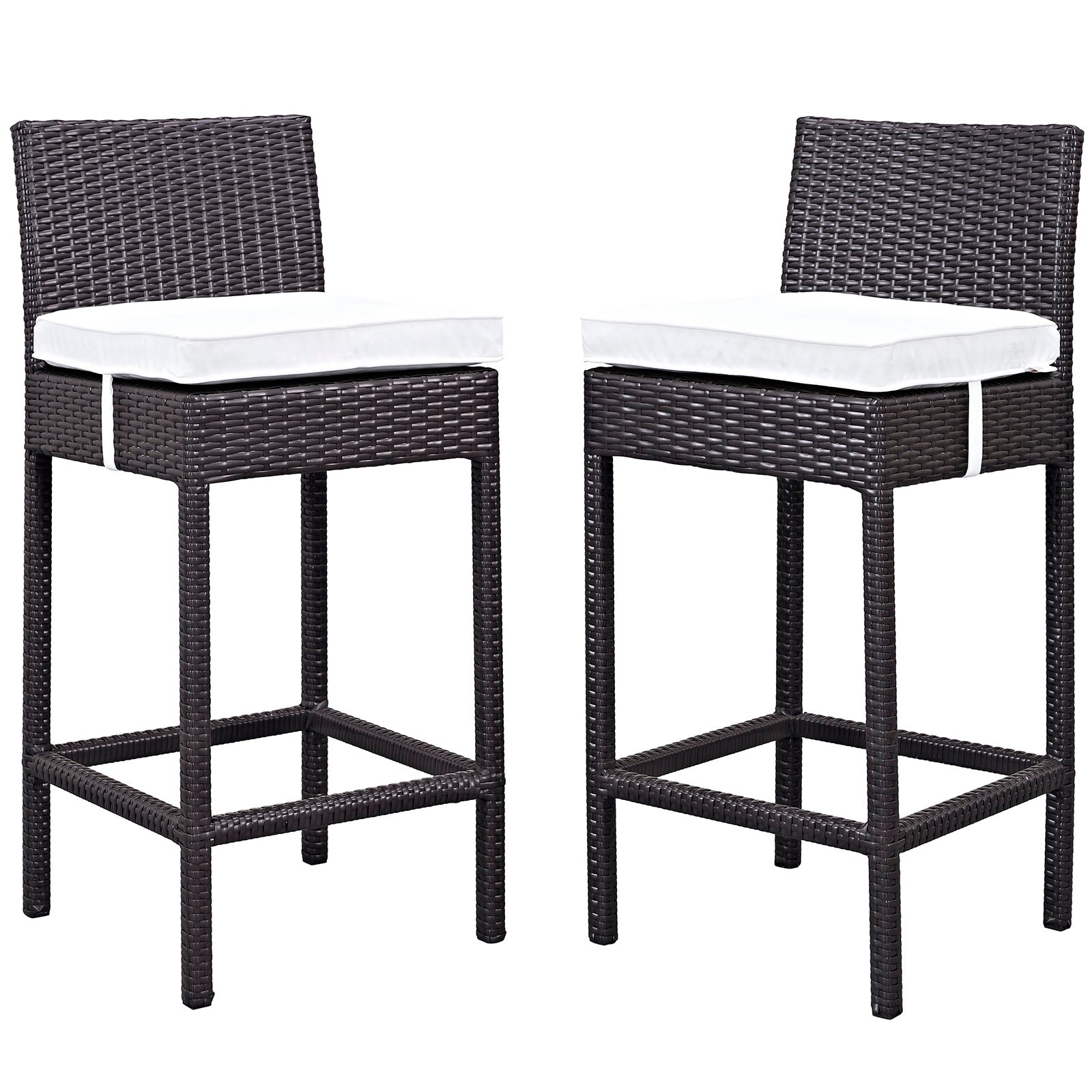 Modway Outdoor Barstools - Lift Bar Stool Outdoor Patio ( Set of 2 ) Espresso White