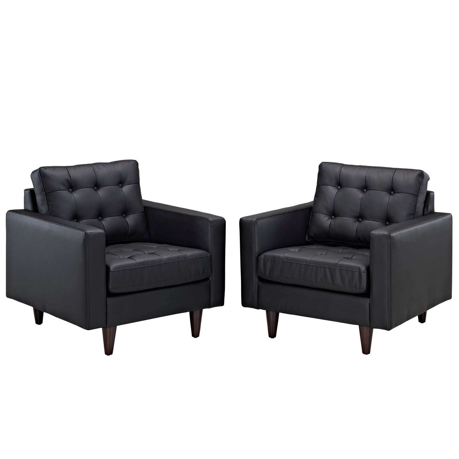 Modway Living Room Sets - Empress Armchair Leather Set of 2 Black