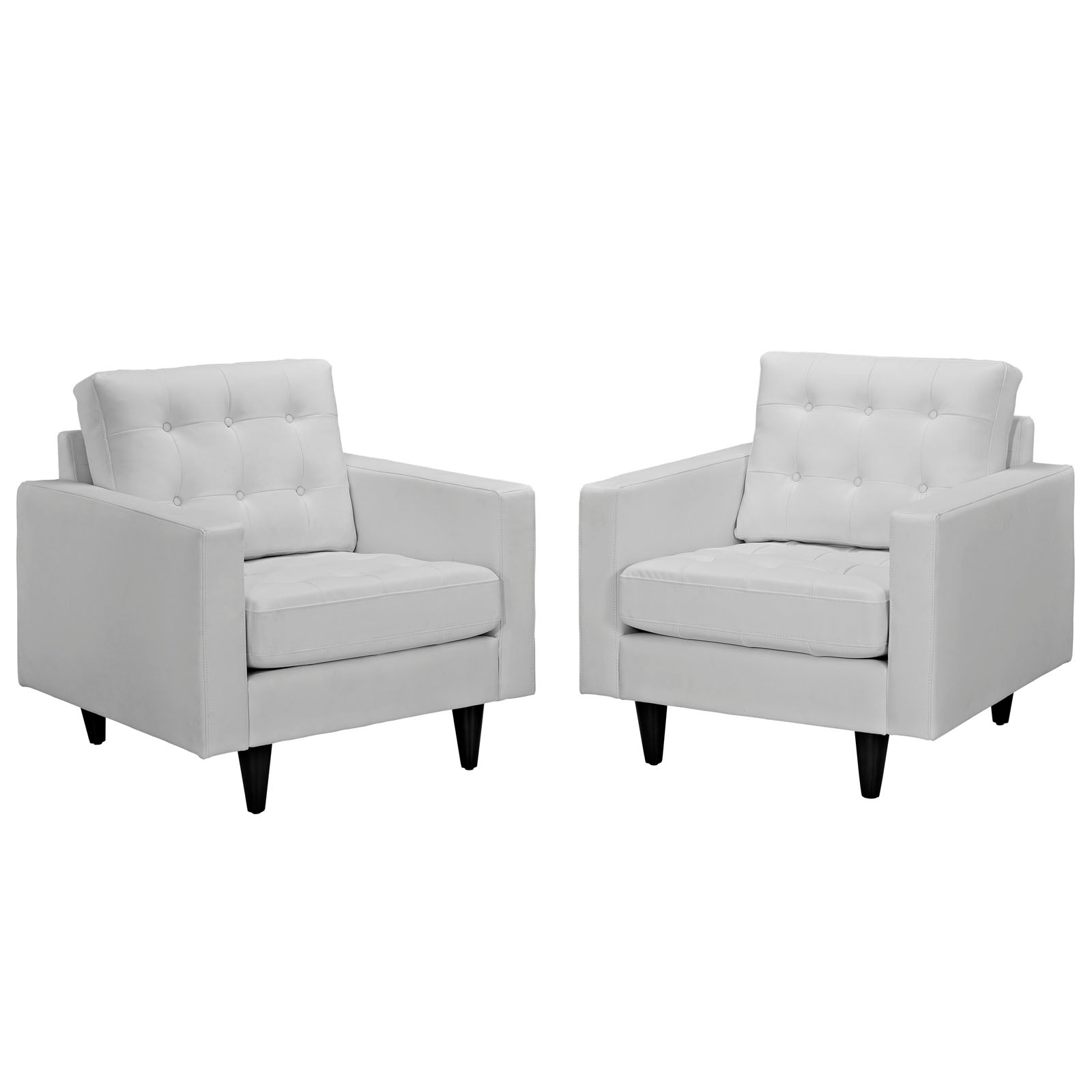 Modway Living Room Sets - Empress Armchair Leather Set of 2 White