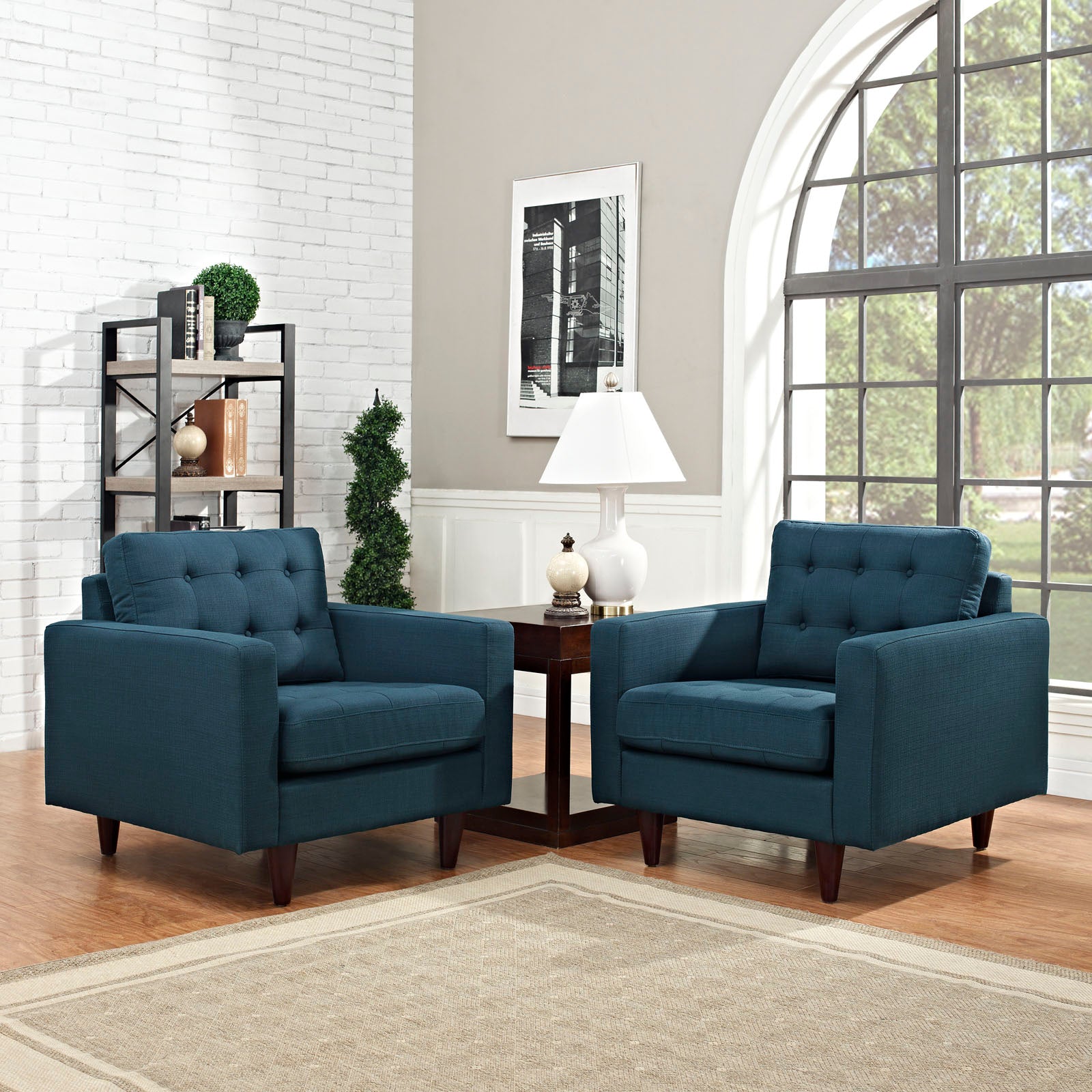 Modway Living Room Sets - Empress Armchair Upholstered Fabric ( Set of 2 ) Azure