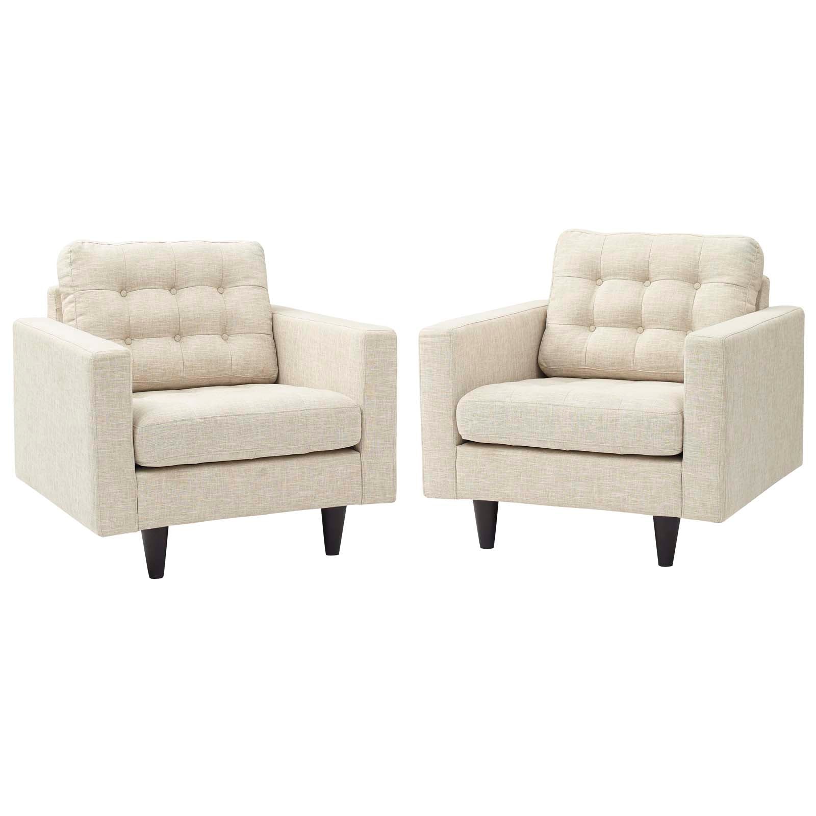 Modway Living Room Sets - Empress Armchair Upholstered Fabric Set Of 2 Beige