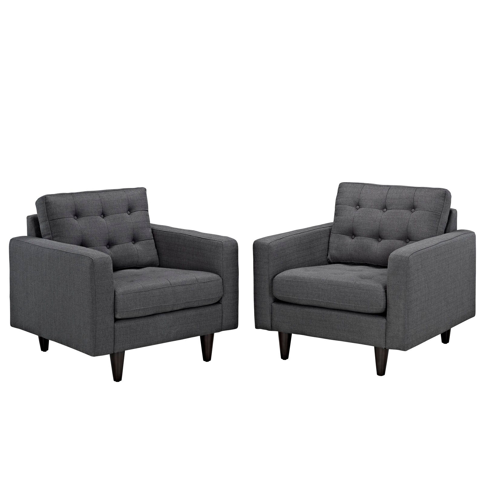 Modway Accent Chairs - Empress 2 Piece Armchair Set Gray