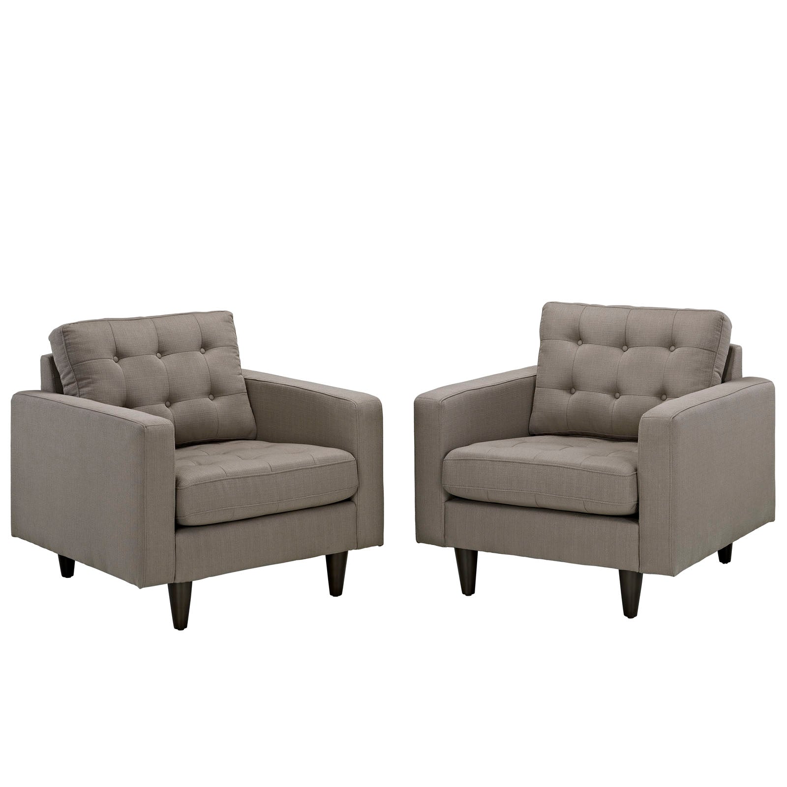 Modway Accent Chairs - Empress Armchair Upholstered Fabric Set of 2 Granite