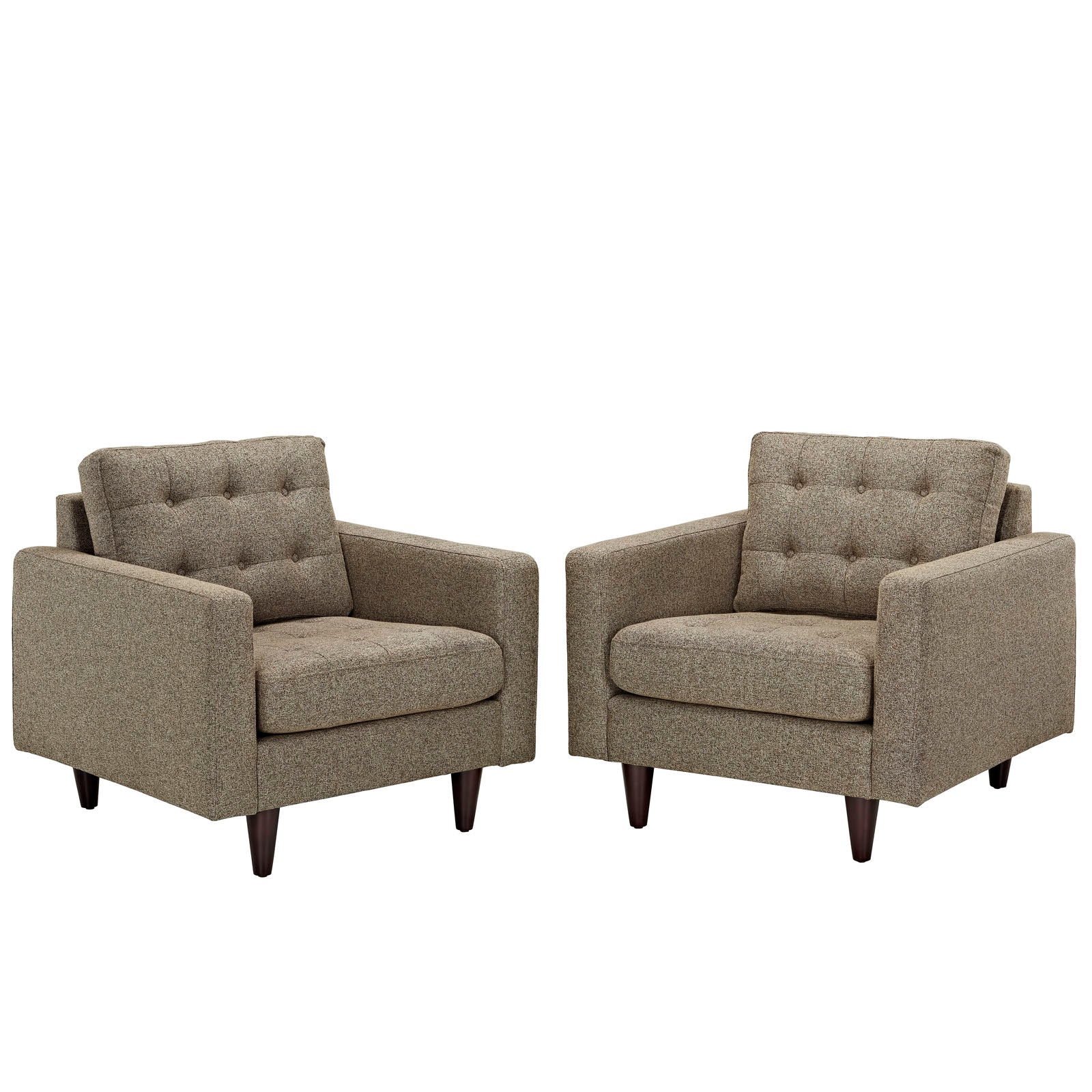 Modway Living Room Sets - Empress Armchair Upholstered Fabric Set Of 2 Oatmeal