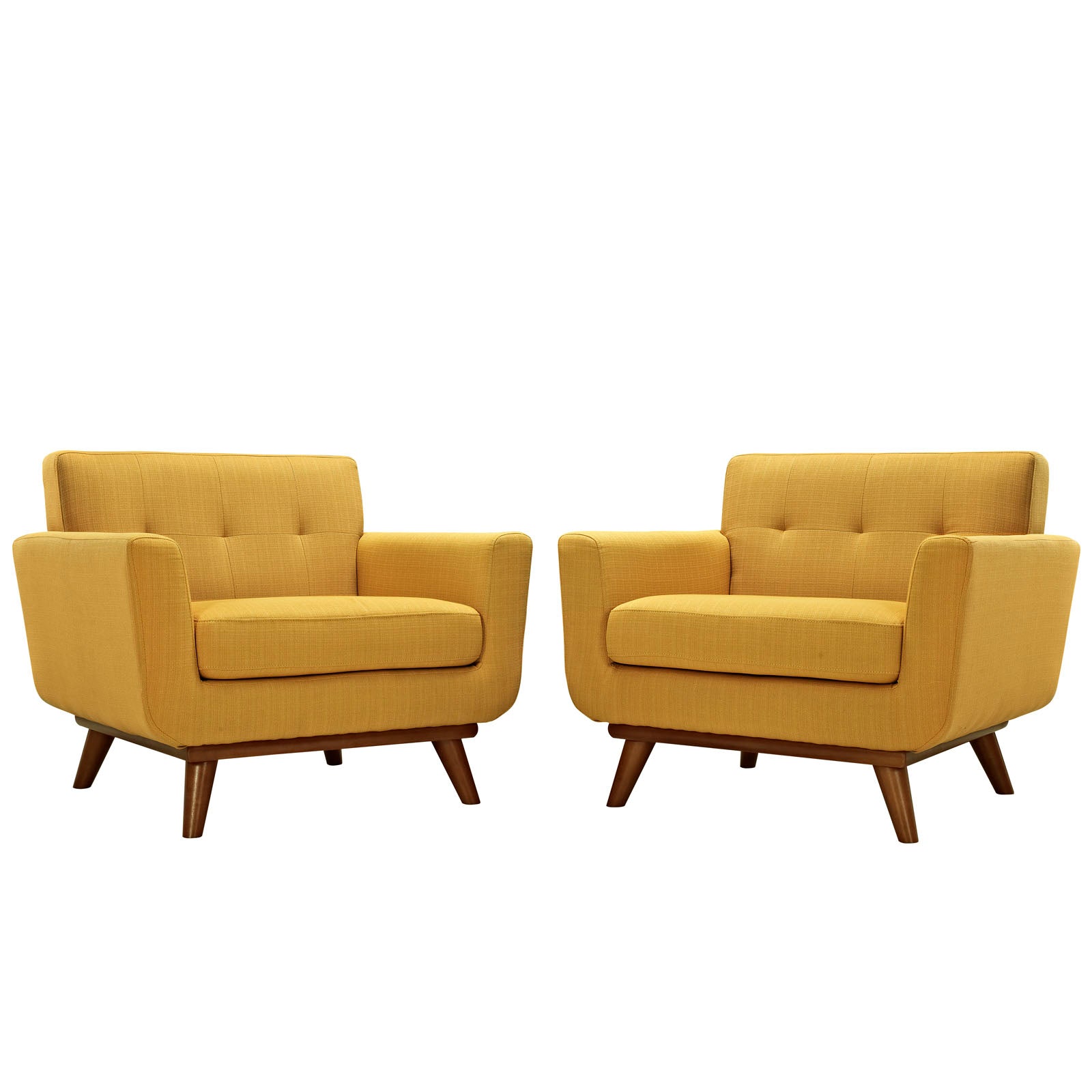 Modway Accent Chairs - Engage Armchair Wood Set of 2 Citrus