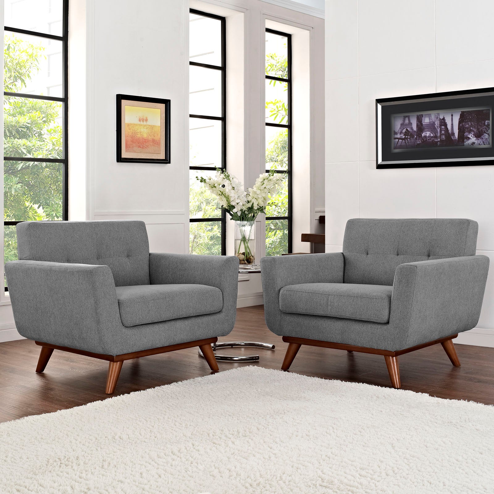 Modway Accent Chairs - Engage 2 Piece Armchair Set Gray