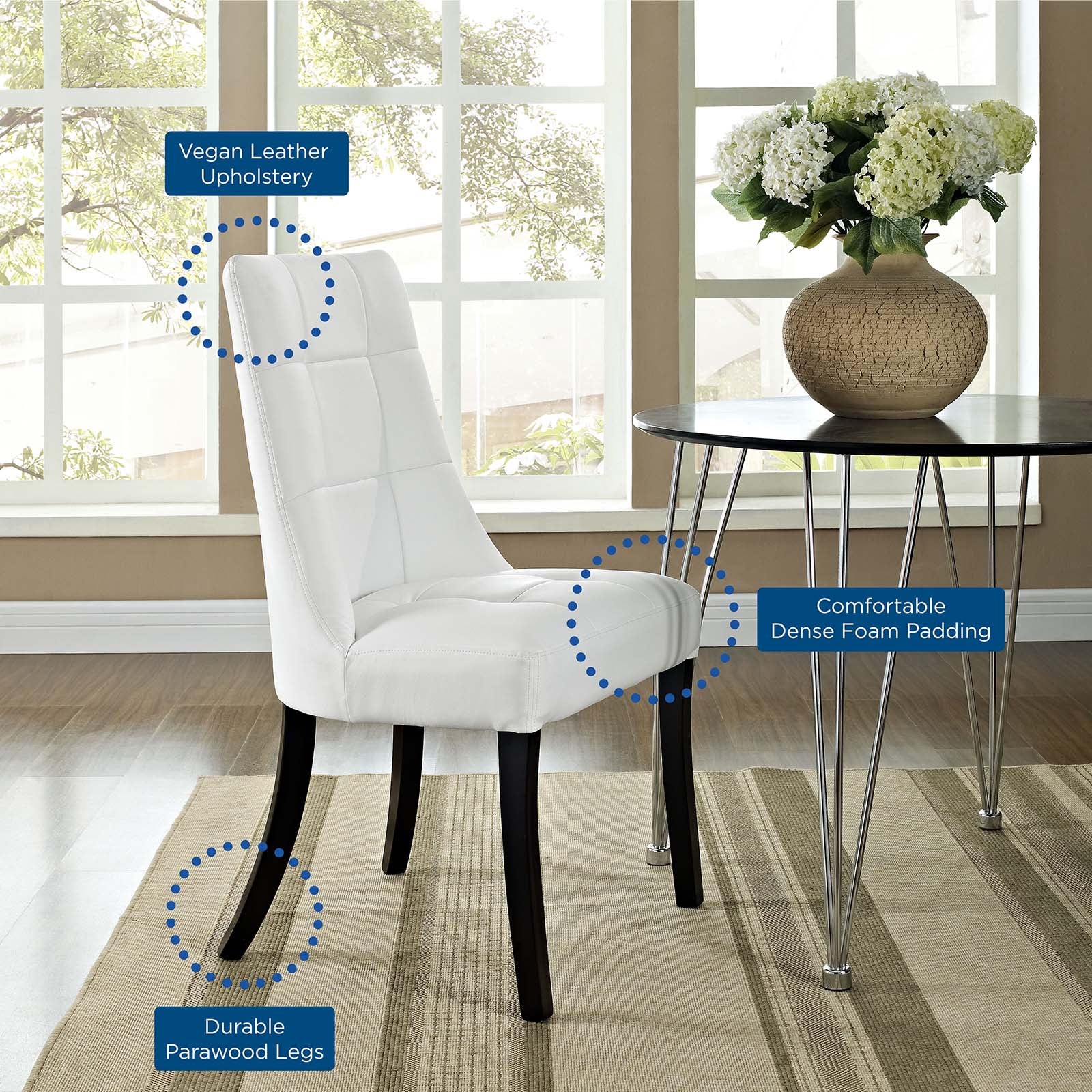 Modway Dining Chairs - Noblesse Dining Chair Vinyl ( Set of 2 ) White