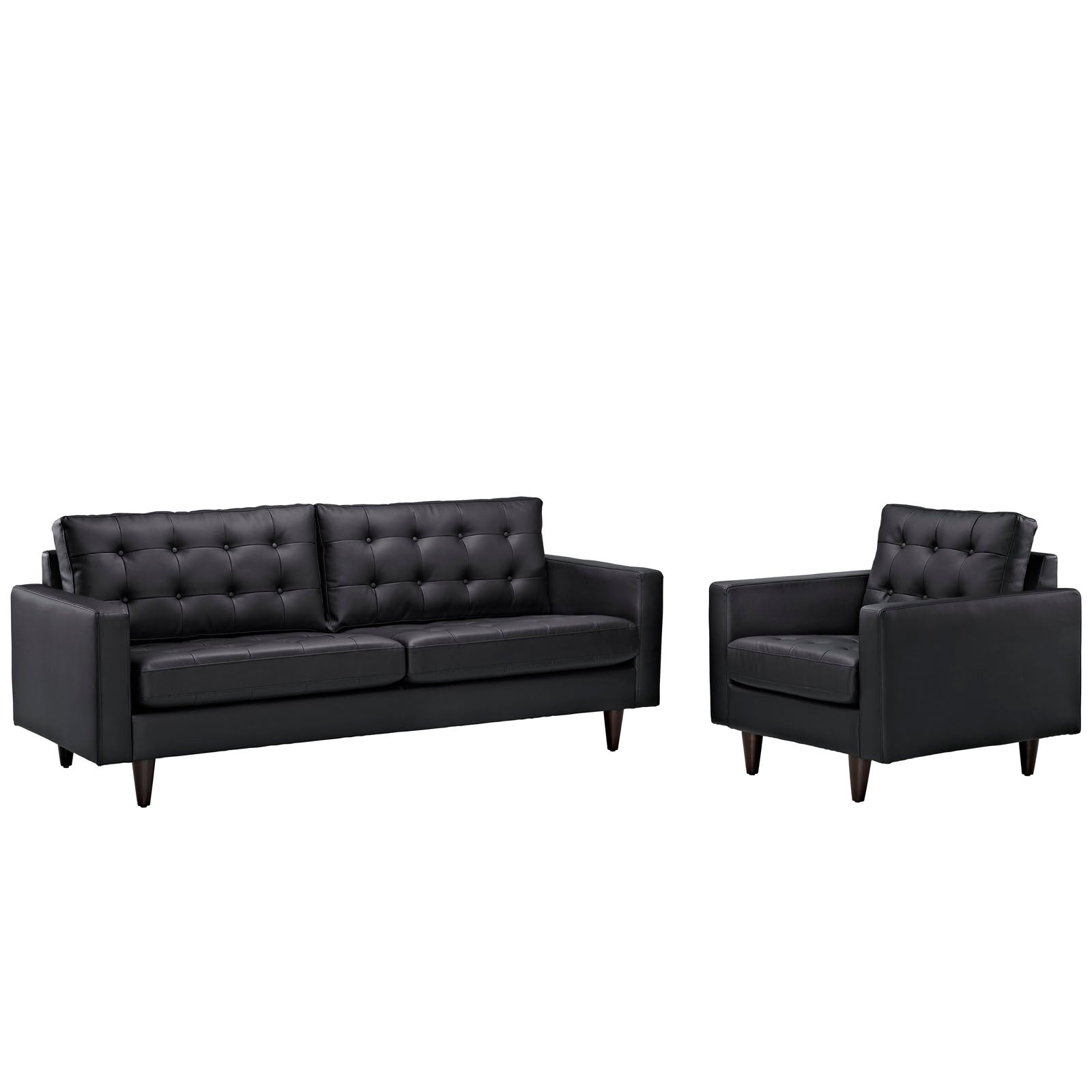Modway Living Room Sets - Empress Sofa and Armchair Set of 2 Black