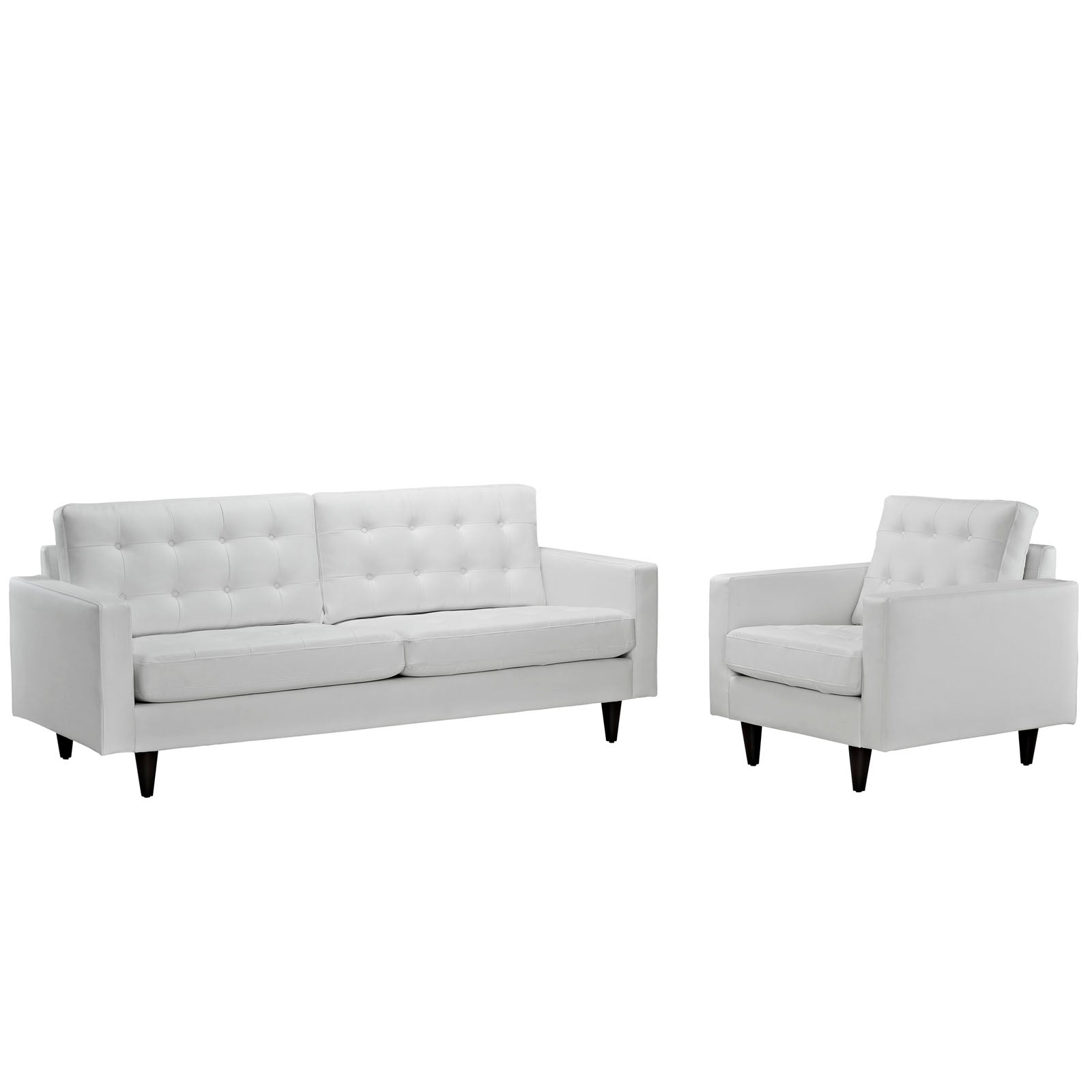 Modway Living Room Sets - Empress Sofa and Armchair Set of 2 White