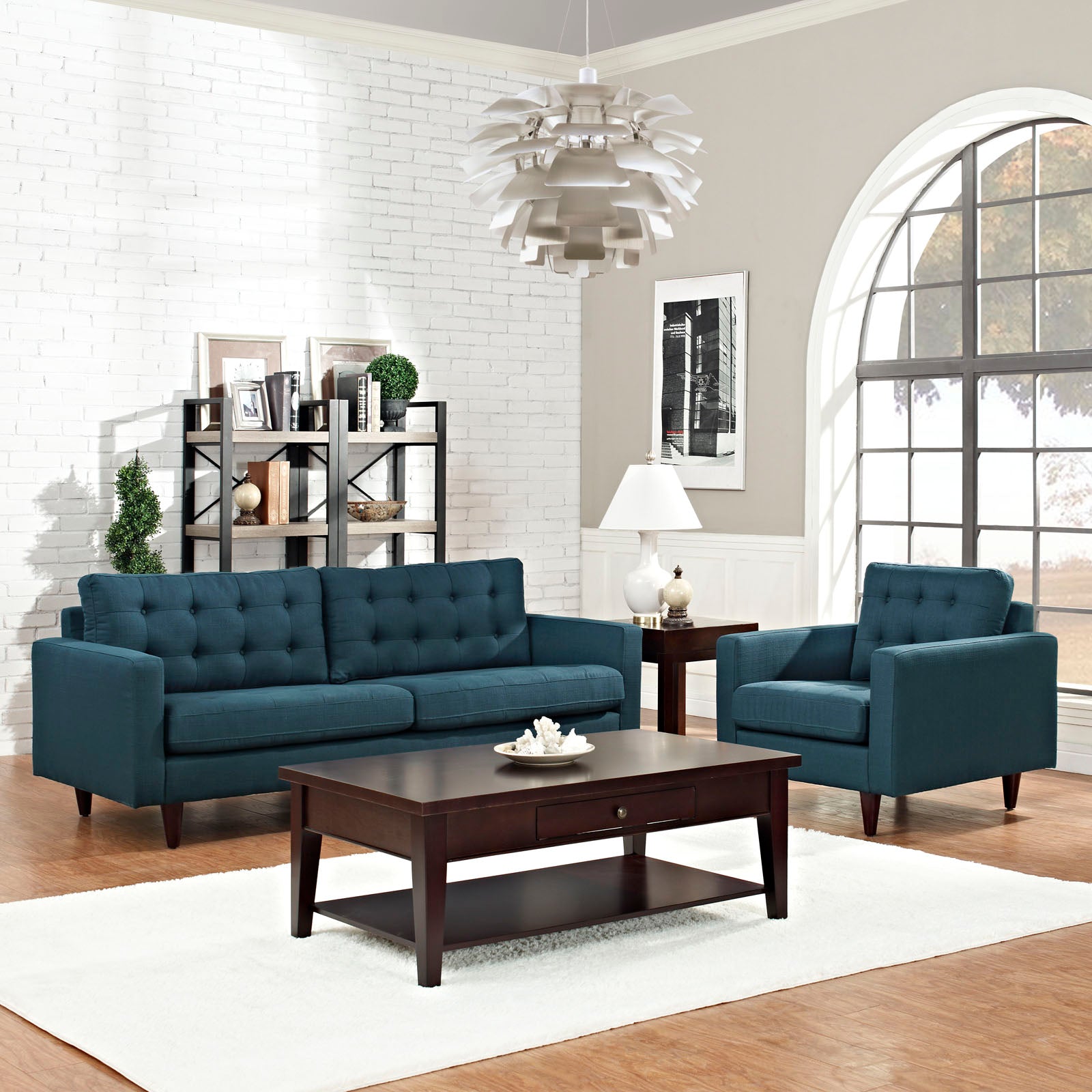 Modway Living Room Sets - Empress Armchair and Sofa ( Set of 2 ) Azure