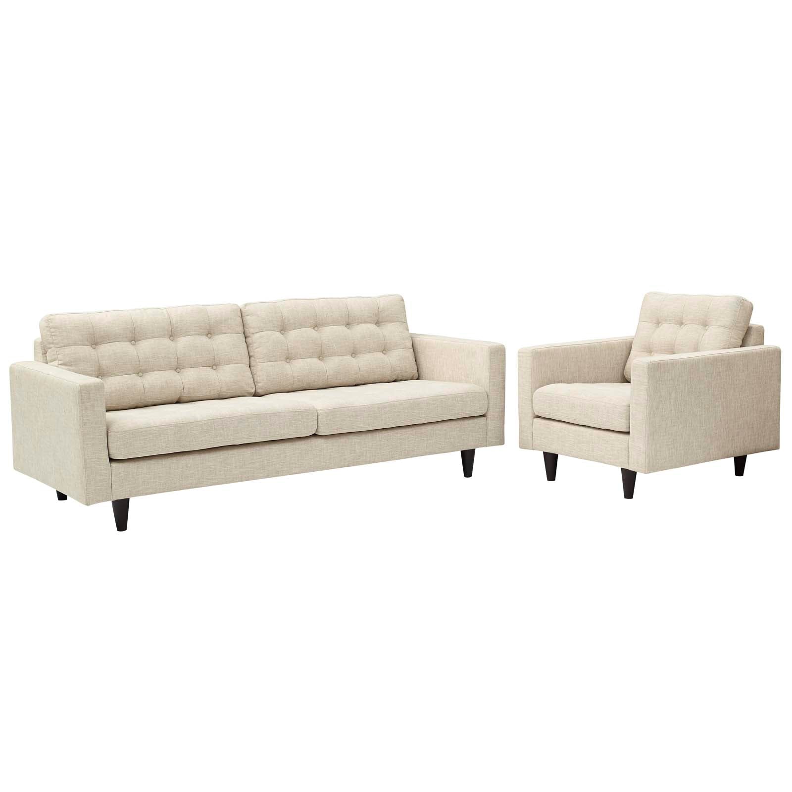 Modway Living Room Sets - Empress Armchair And Sofa Set Of 2 Beige