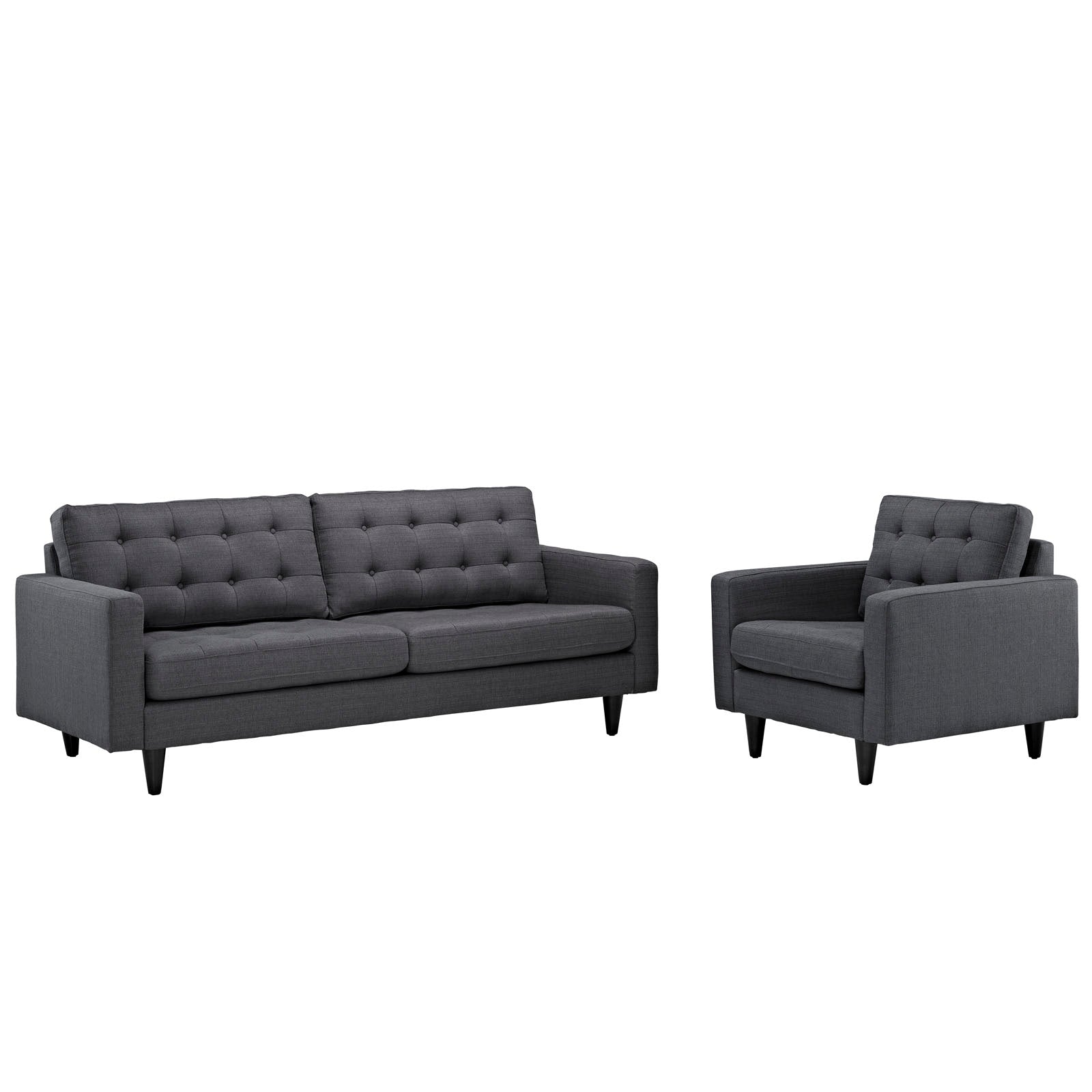 Modway Living Room Sets - Empress Armchair And Sofa Set Of 2 Gray