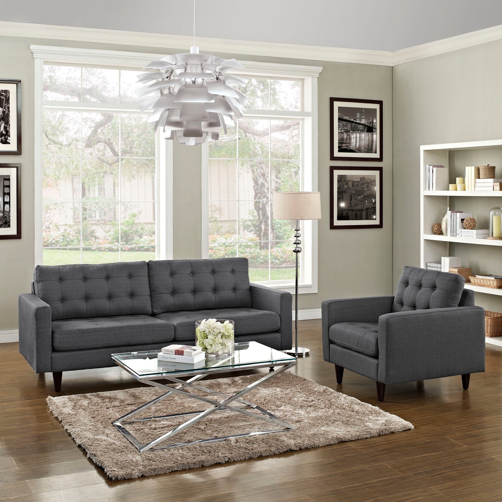 Modway Living Room Sets - Empress Armchair And Sofa Set Of 2 Gray