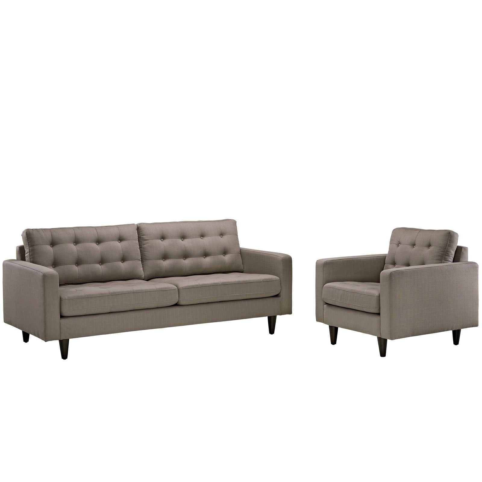 Modway Living Room Sets - Empress Armchair And Sofa Set Of 2 Granite