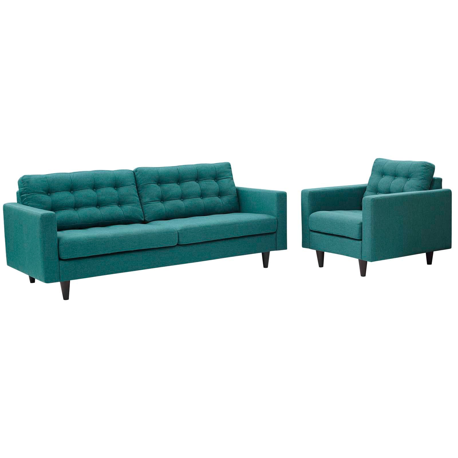 Modway Living Room Sets - Empress Armchair And Sofa Set Of 2 Teal