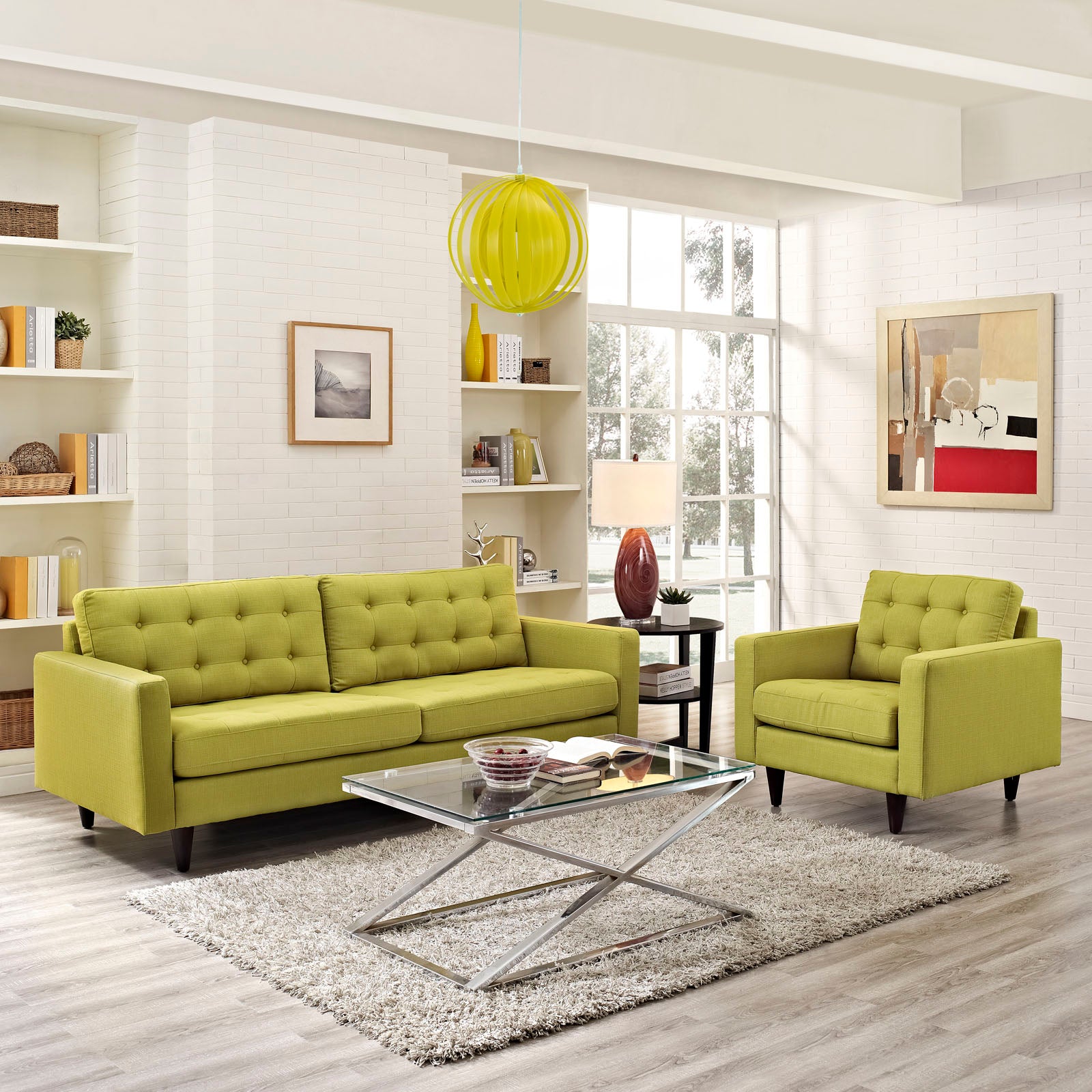 Modway Living Room Sets - Empress Armchair And Sofa Set Of 2 Wheatgrass