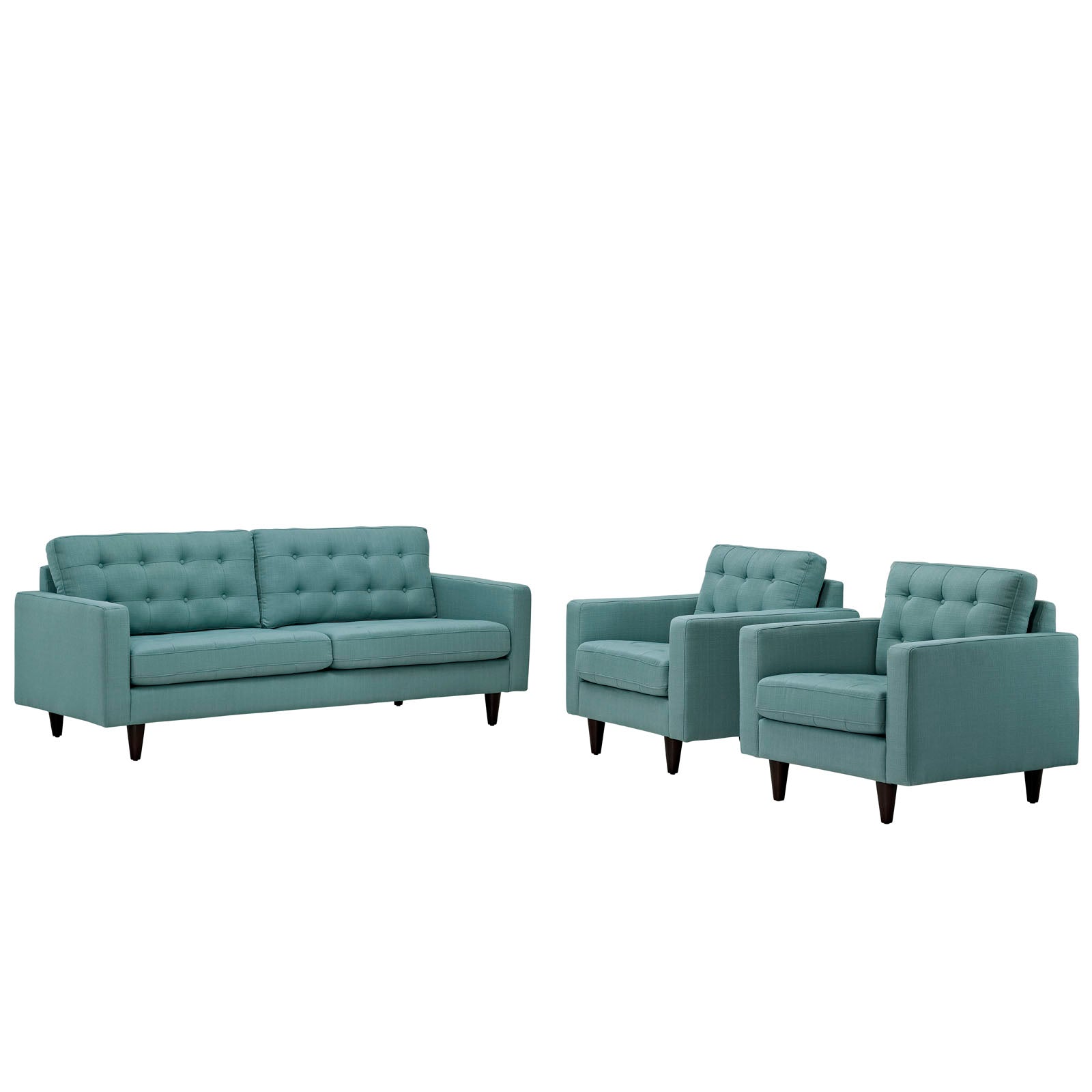 Modway Living Room Sets - Empress Sofa And Armchairs Set Of 3 Laguna