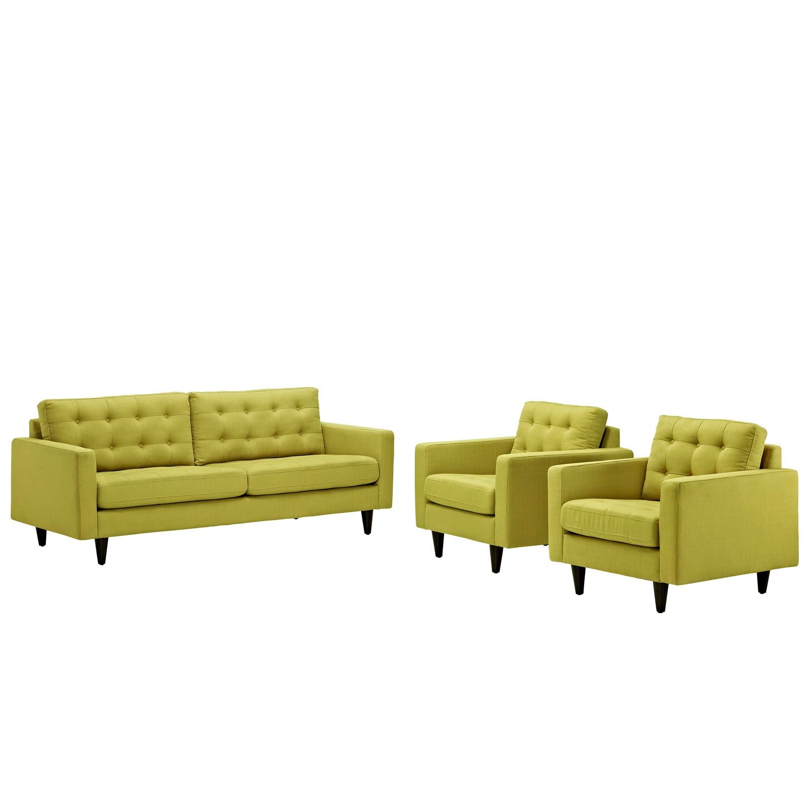 Modway Living Room Sets - Empress Sofa And Armchairs Set Of 3 Wheatgrass