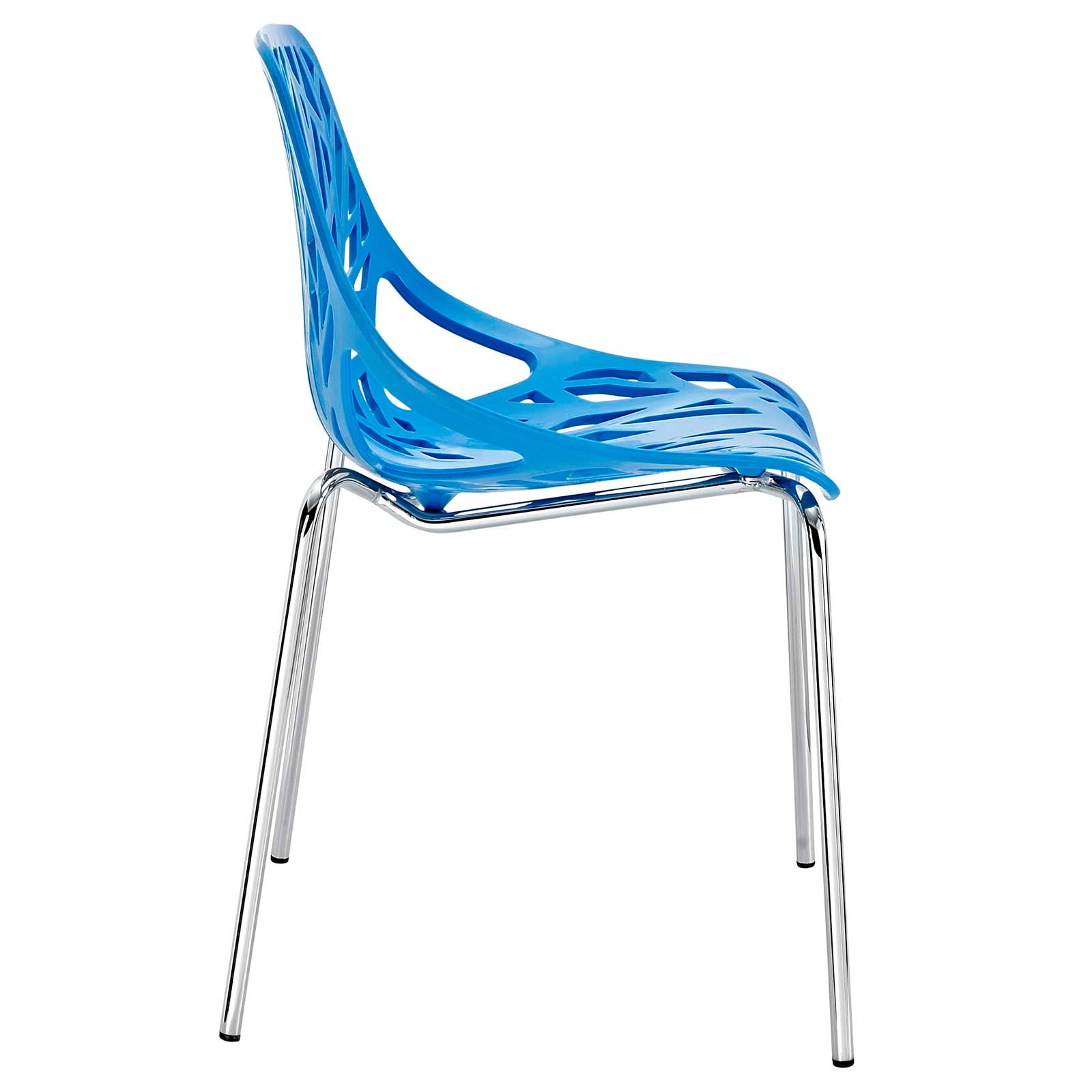 Stencil Dining Side Chair Plastic Set of 2 Blue