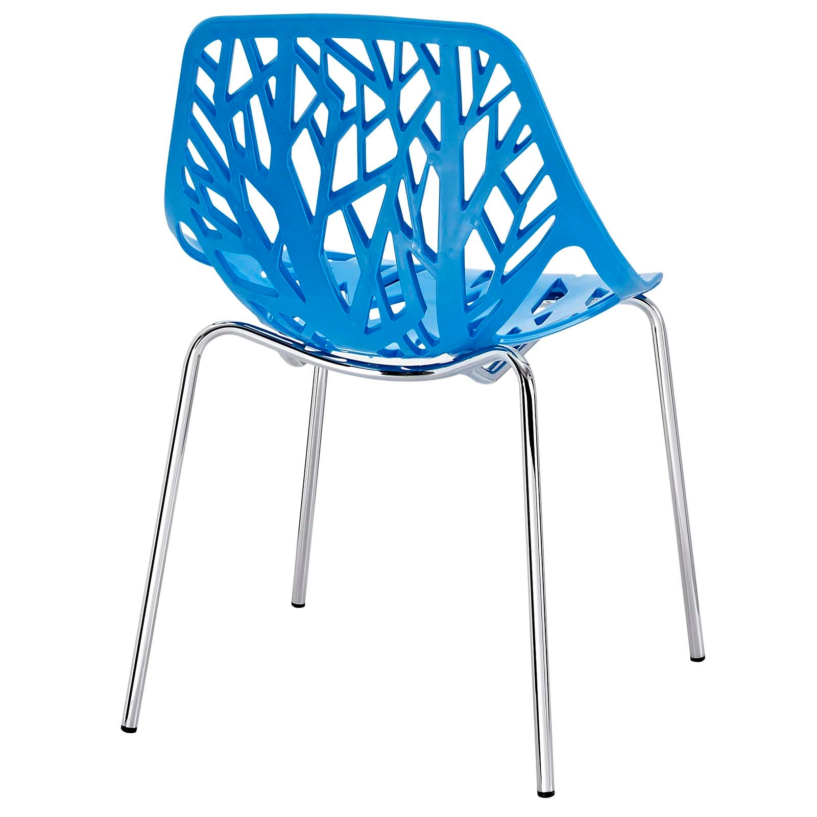 Stencil Dining Side Chair Plastic Set of 2 Blue