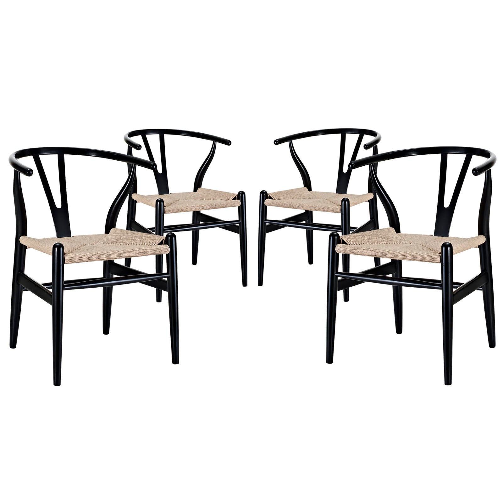 Modway Dining Chairs - Amish Dining Armchair Set of 4 Black