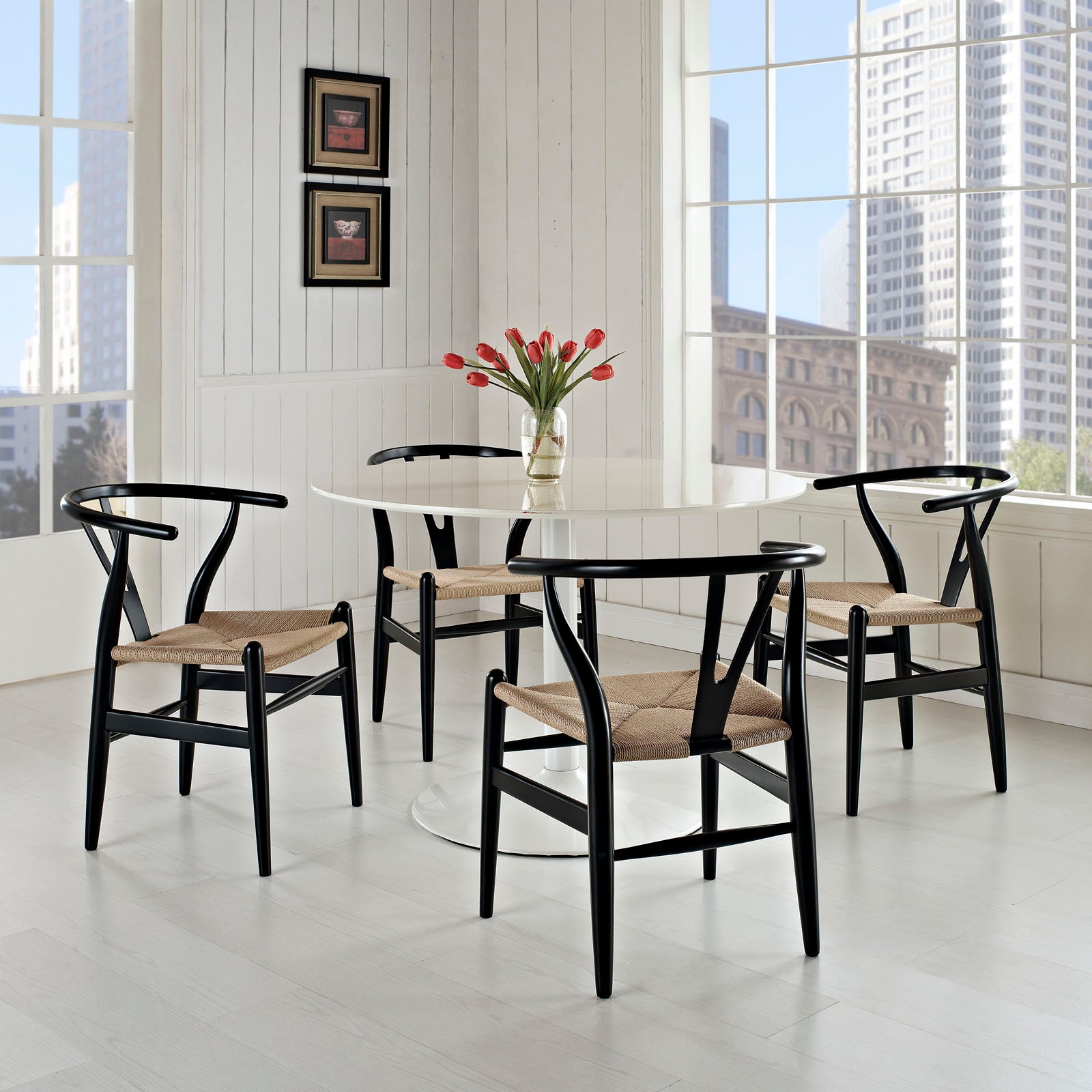 Modway Dining Chairs - Amish Dining Armchair Set of 4 Black
