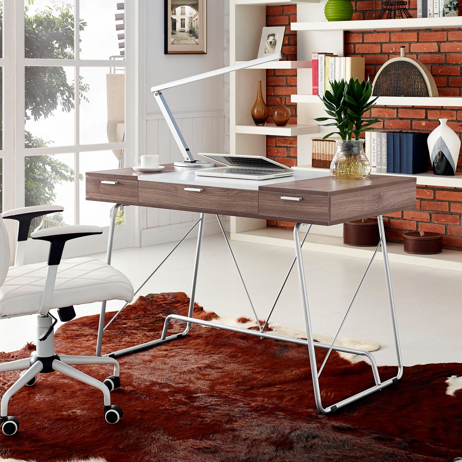 Modway Desks - Panel Office Desk Birch