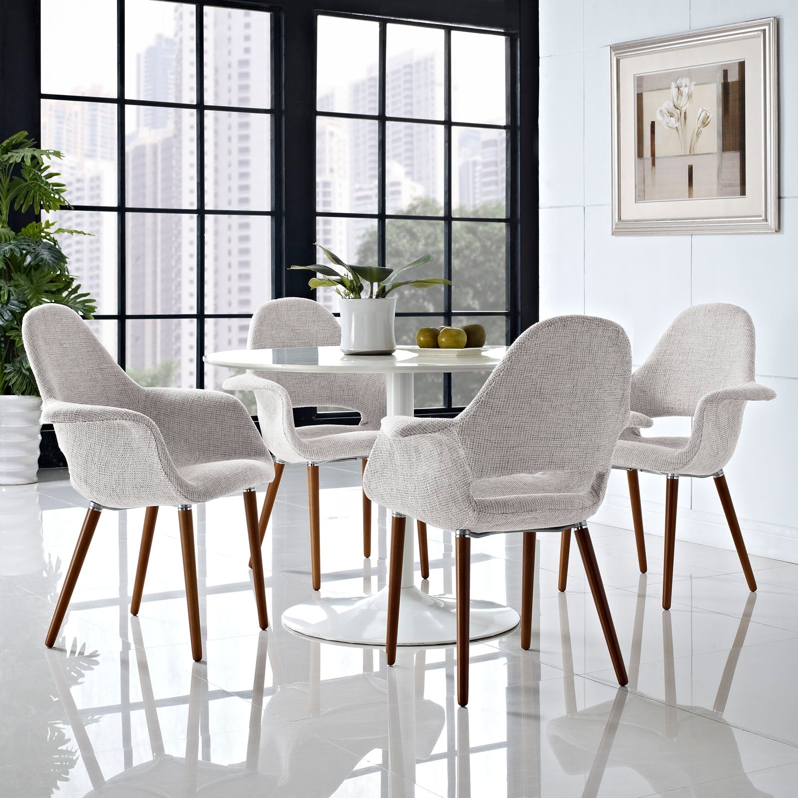 Modway Dining Chairs - Aegis-Dining-Armchair-Set-of-4-Light-Gray