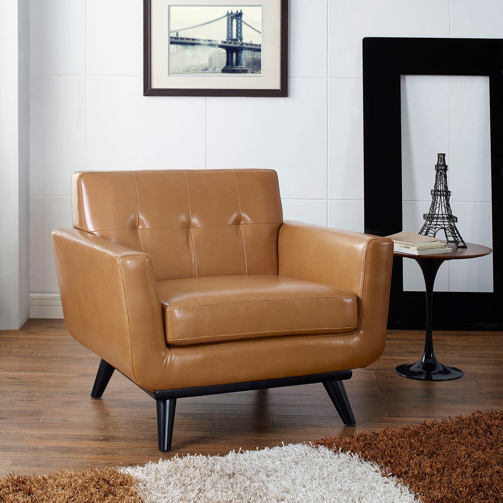 Modway Accent Chairs - Engage Bonded Leather Armchair Tan