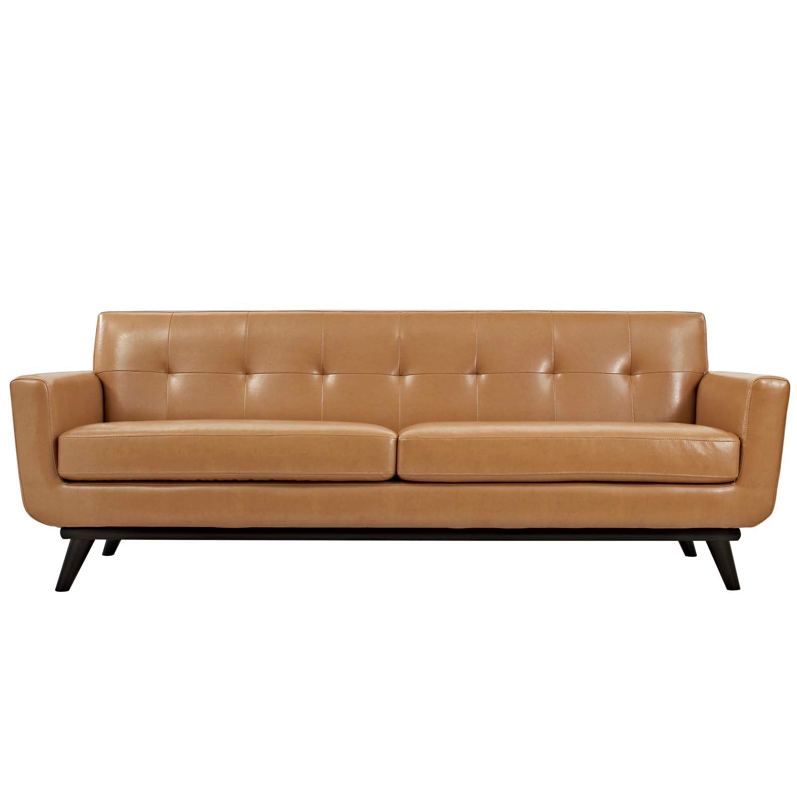 Modway Sofas & Couches - Engage Bonded Leather Sofa Tan & Black