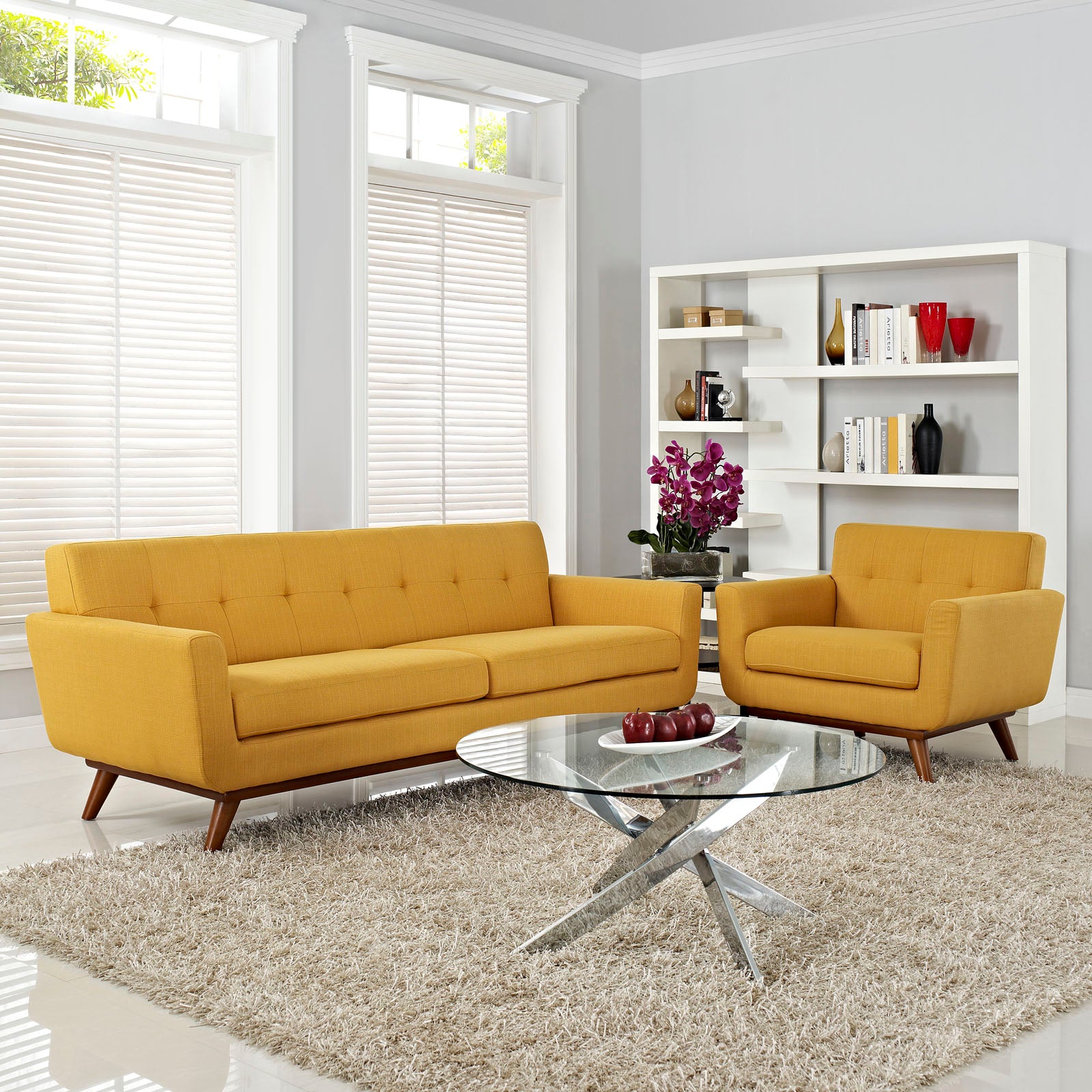 Modway Living Room Sets - Engage Armchair and Sofa Set of 2 Citrus