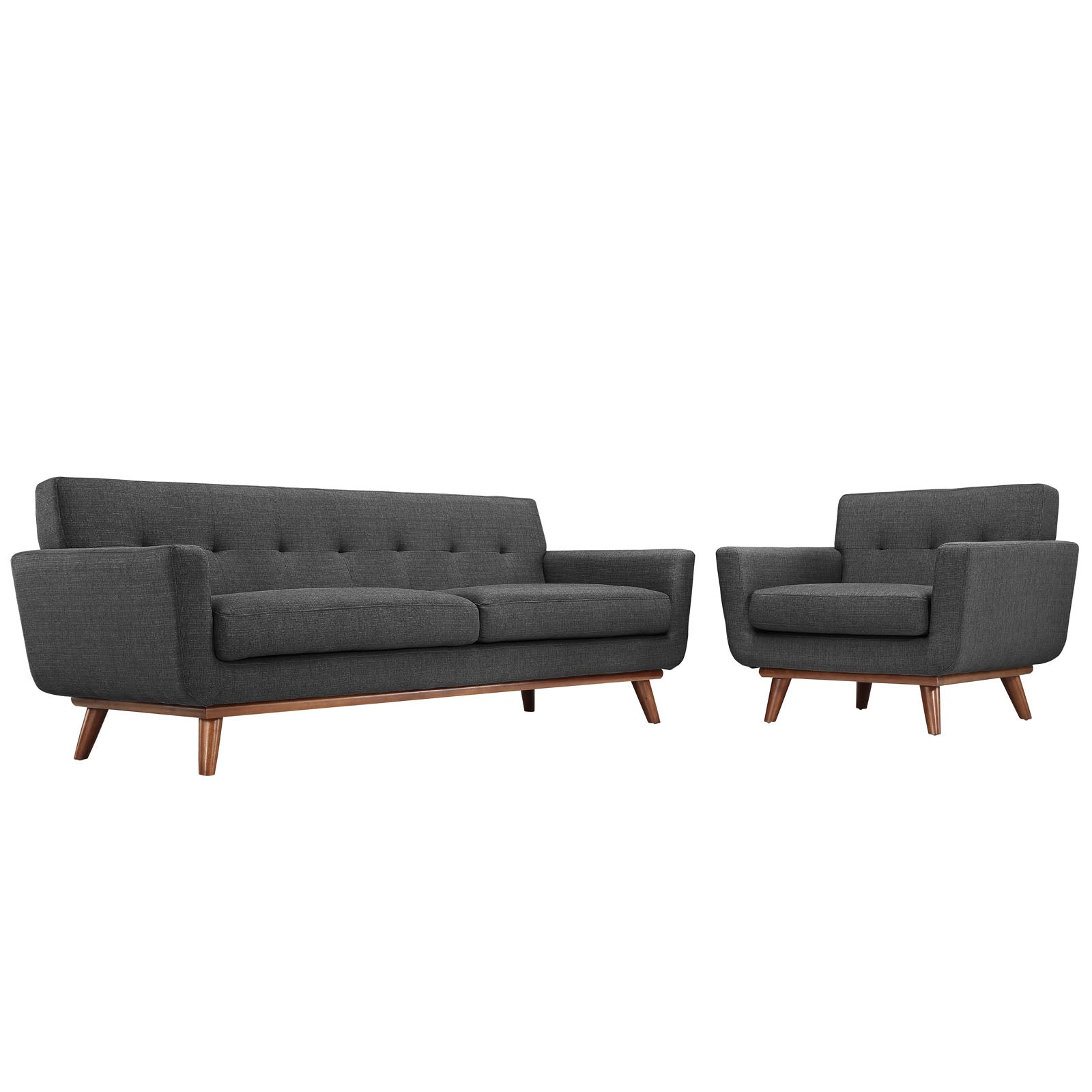 Modway Living Room Sets - Engage Armchair and Sofa ( Set of 2 ) Gray