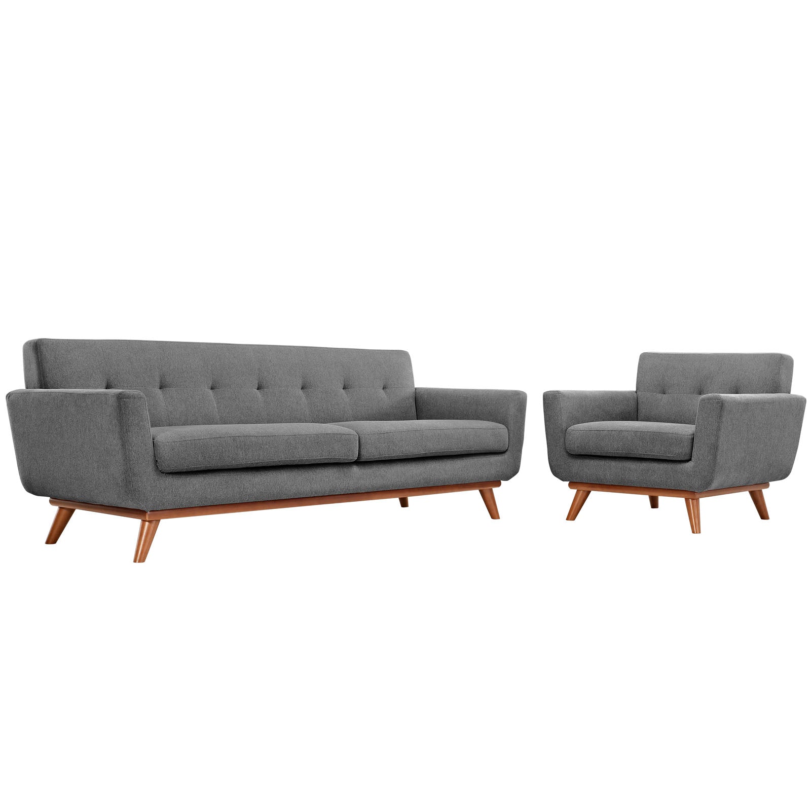Modway Living Room Sets - Engage Armchair and Sofa Set of 2 Expectation Gray