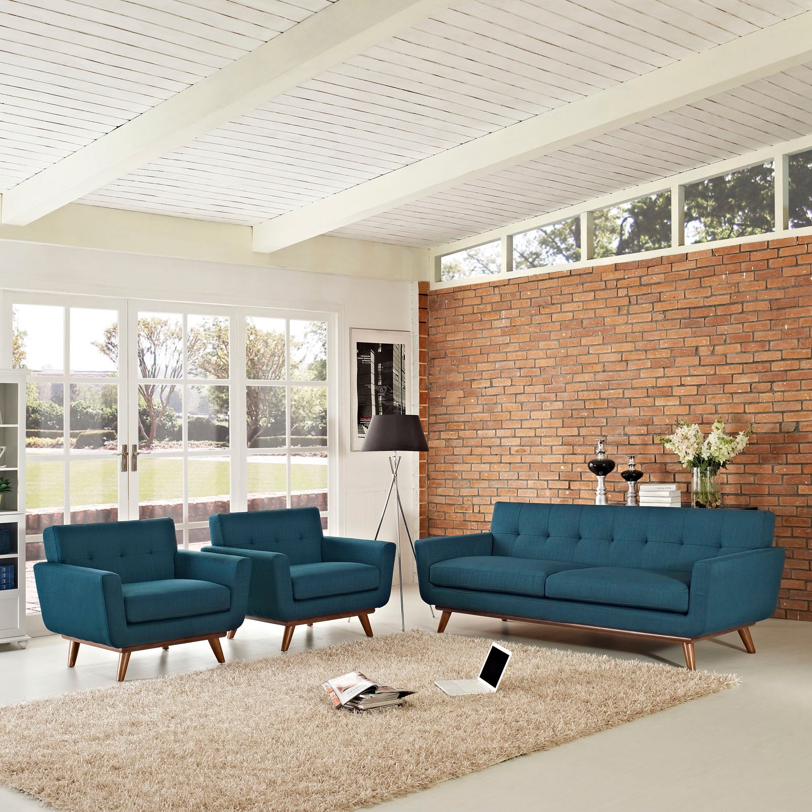 Modway Living Room Sets - Engage Armchairs and Sofa Set of 3 Azure