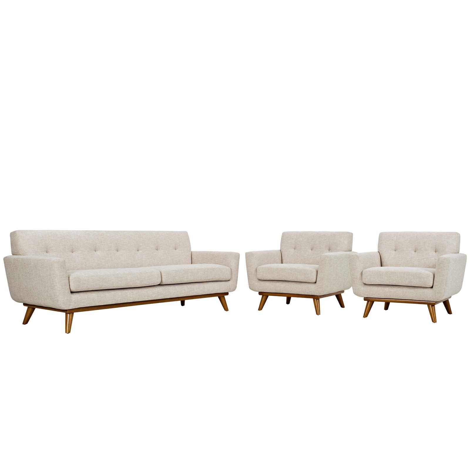 Modway Living Room Sets - Engage Armchairs and Sofa Beige ( Set of 3 )