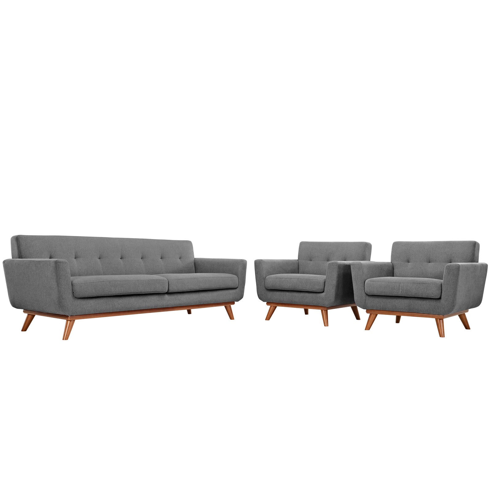 Modway Living Room Sets - Engage Armchairs and Sofa Set of 3 Expectation Gray