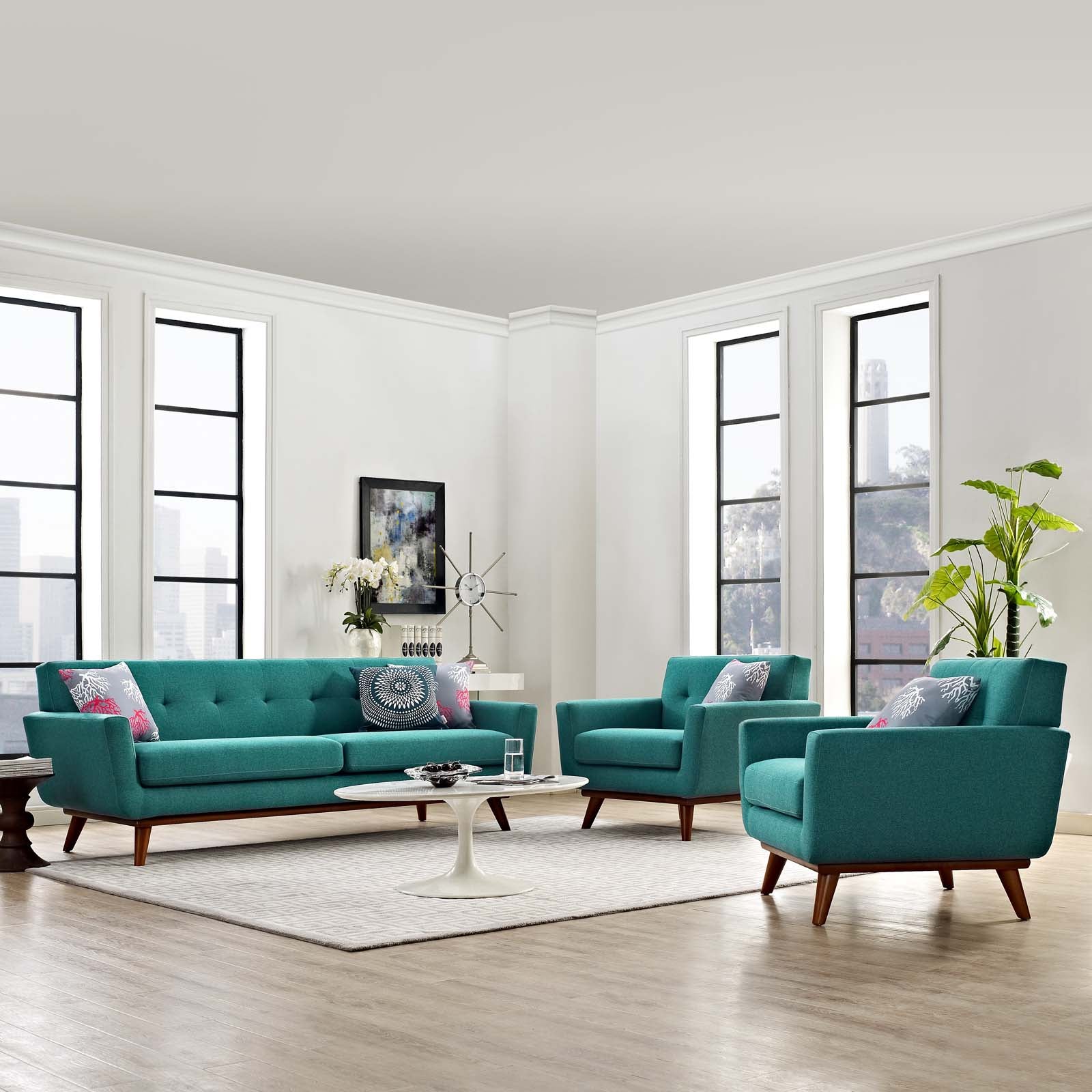 Modway Sofas & Couches - Engage Armchairs and Sofa (Set of 3) Teal