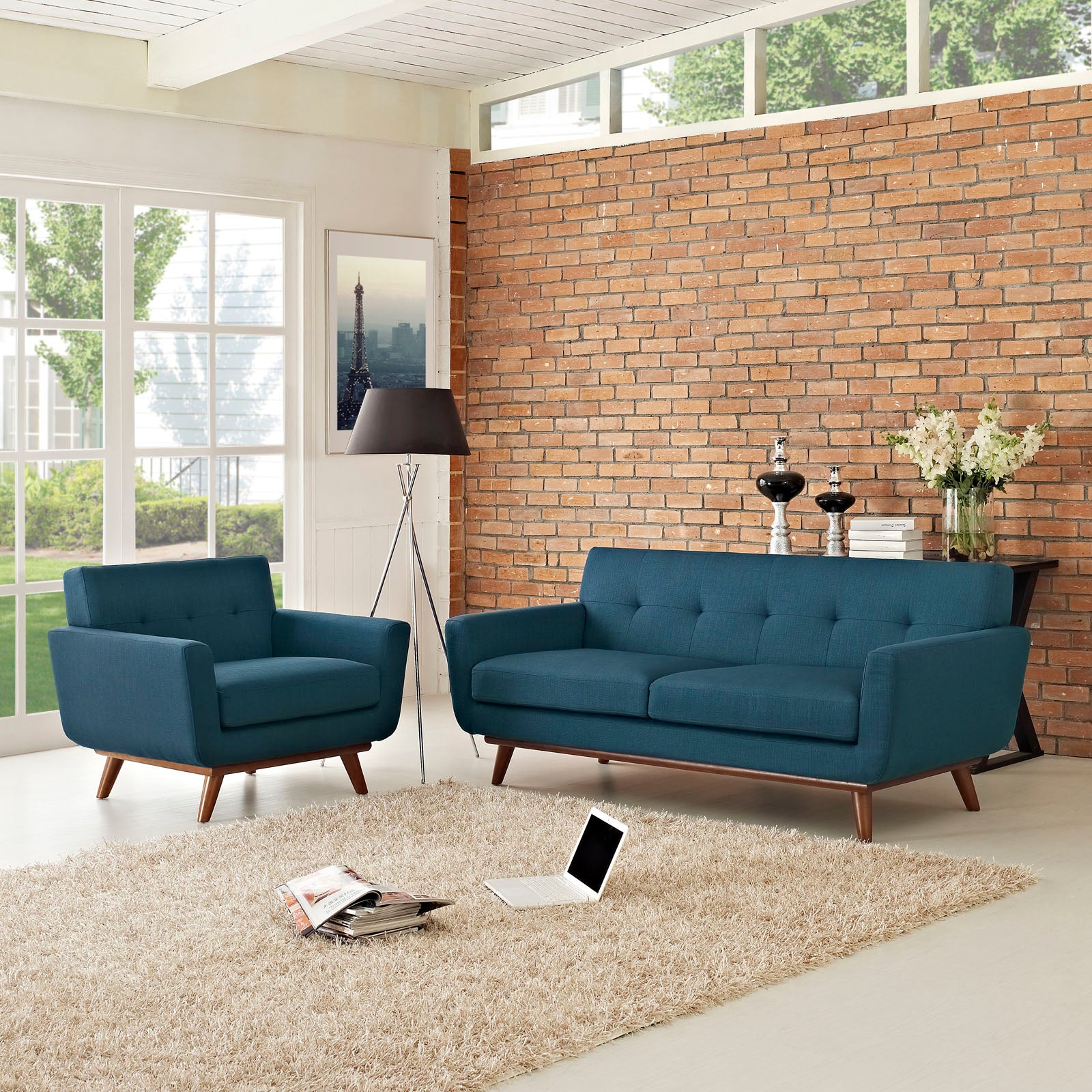 Modway Living Room Sets - Engage Armchair and Loveseat Set of 2 Azure