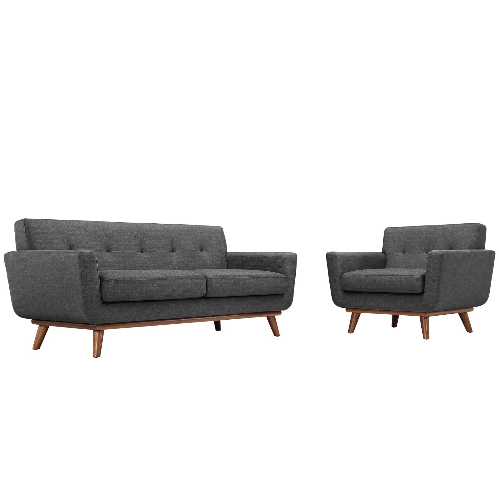 Modway Living Room Sets - Engage Armchair and Loveseat ( Set of 2 ) Gray