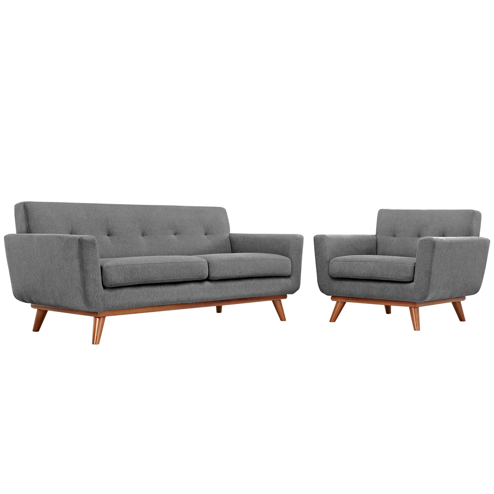 Modway Living Room Sets - Engage Armchair and Loveseat Set of 2 Expectation Gray