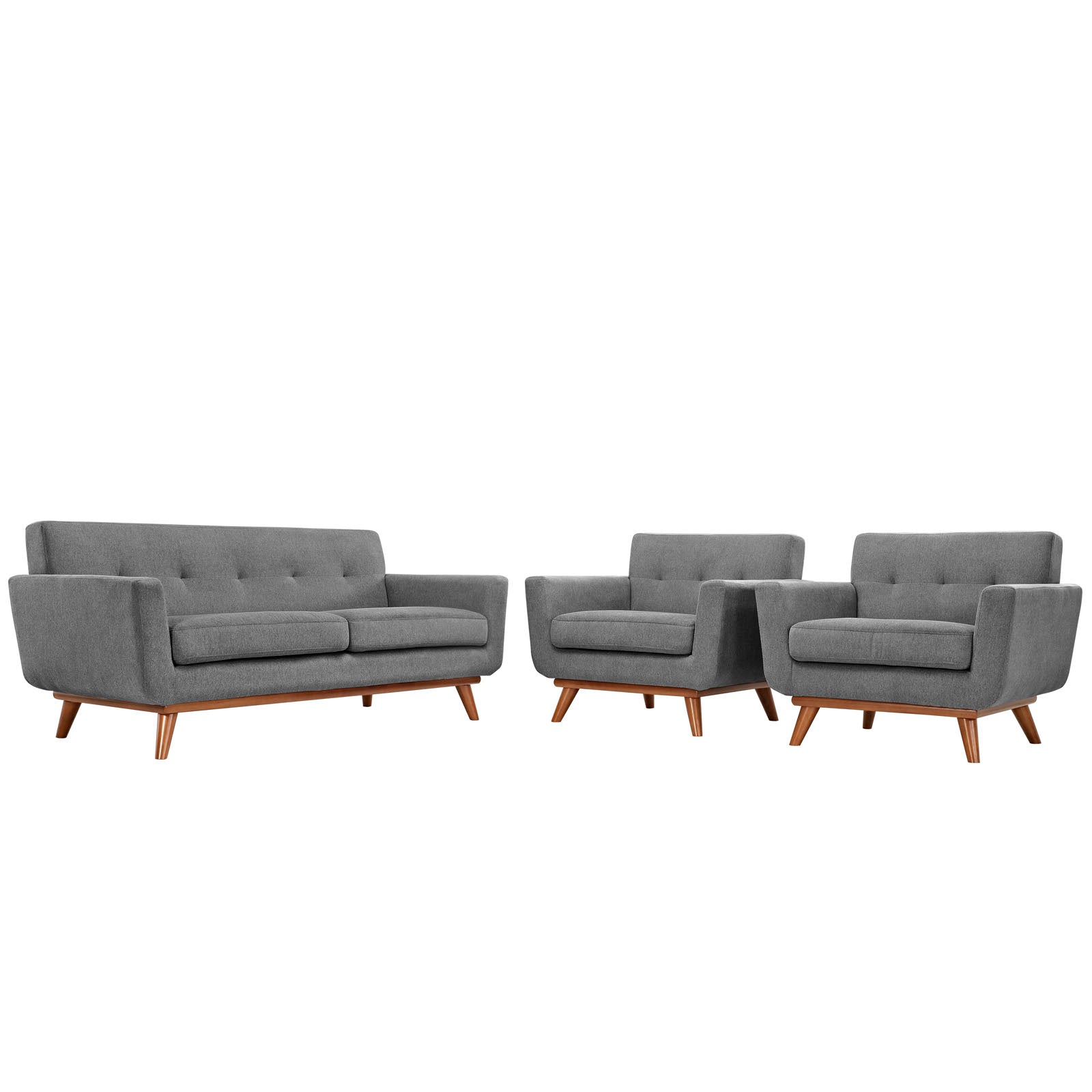 Modway Living Room Sets - Engage Armchairs and Loveseat Set of 3 Expectation Gray